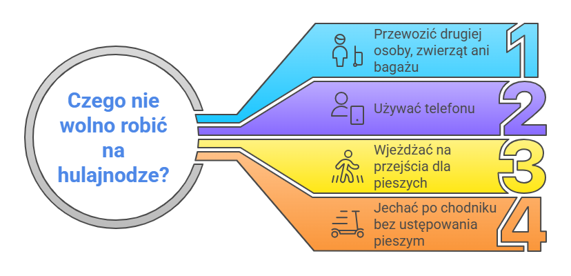 Czego nie wolno robić na hulajnodze?