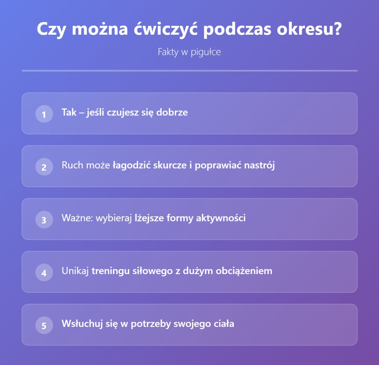 Czy można ćwiczyć podczas okresu?