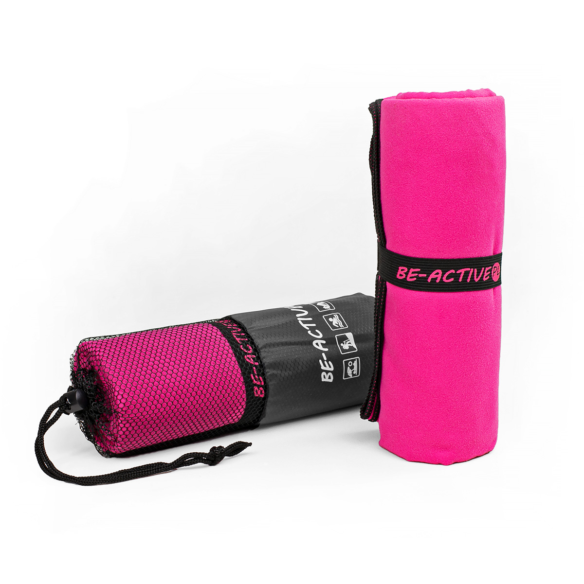 Ręcznik szybkoschnący z mikrofibry 130x80 różowo-czarny