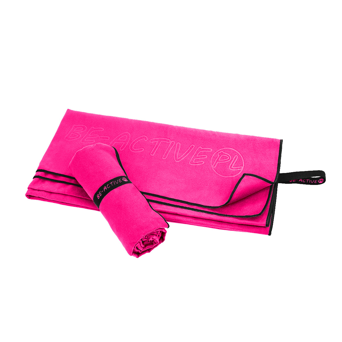 Ręcznik szybkoschnący z mikrofibry 130x80 różowo-czarny