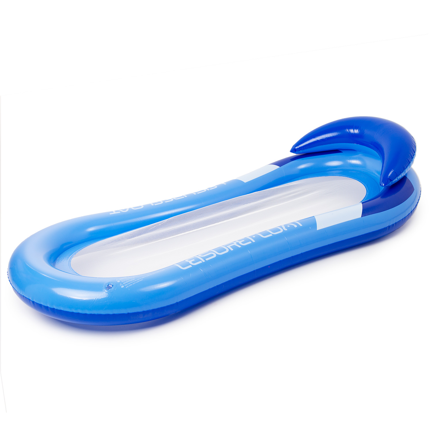 Materac dmuchany do pływania plażowy z oparciem dno z siatki niebieski