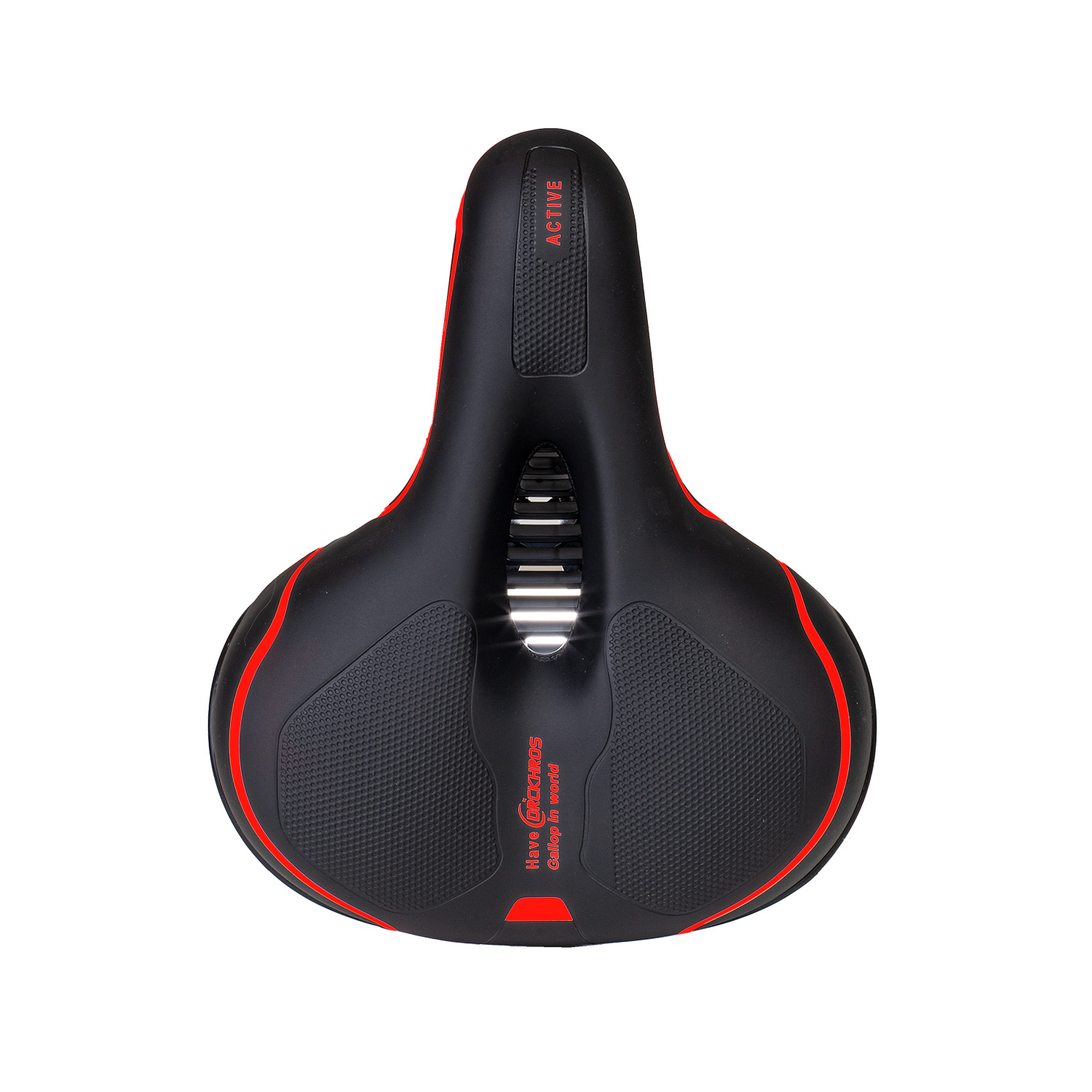 Siodełko rowerowe szerokie amortyzujące z odblaskami RS4