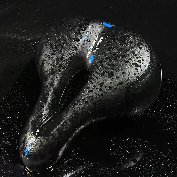 Siodełko rowerowe szerokie amortyzujące z odblaskami RS6 niebieskie