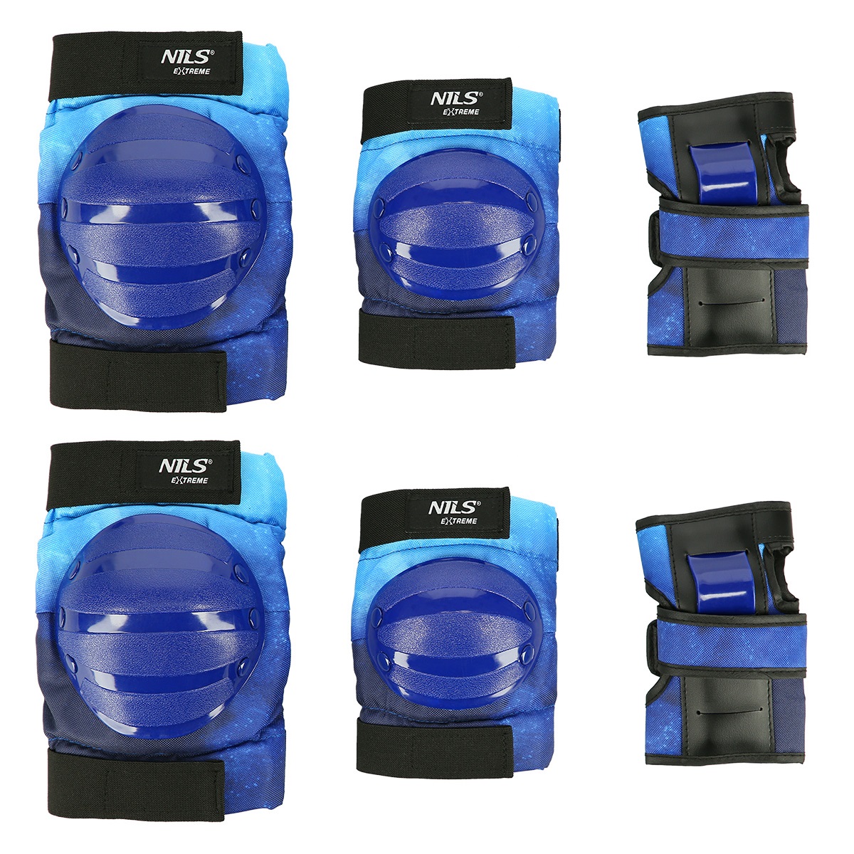 Zestaw ochraniaczy do jazdy na deskorolce hulajnodze rolkach niebieskie H734 Nils Extreme rozmiar M