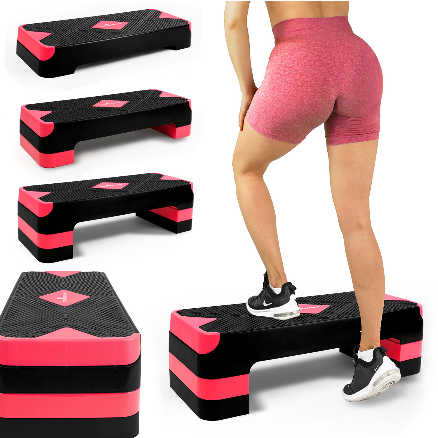 Step do aerobiku 3 stopnie regulowany różowy