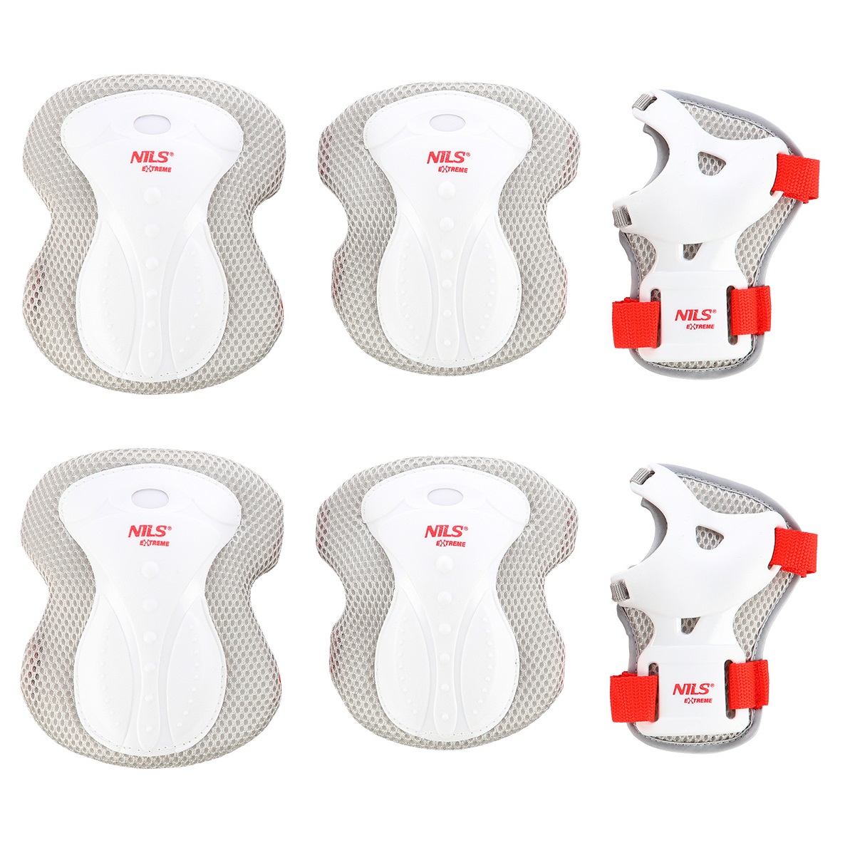 Ochraniacze na łokcie kolana nadgarstki białe H8334 Nils Extreme rozmiar M
