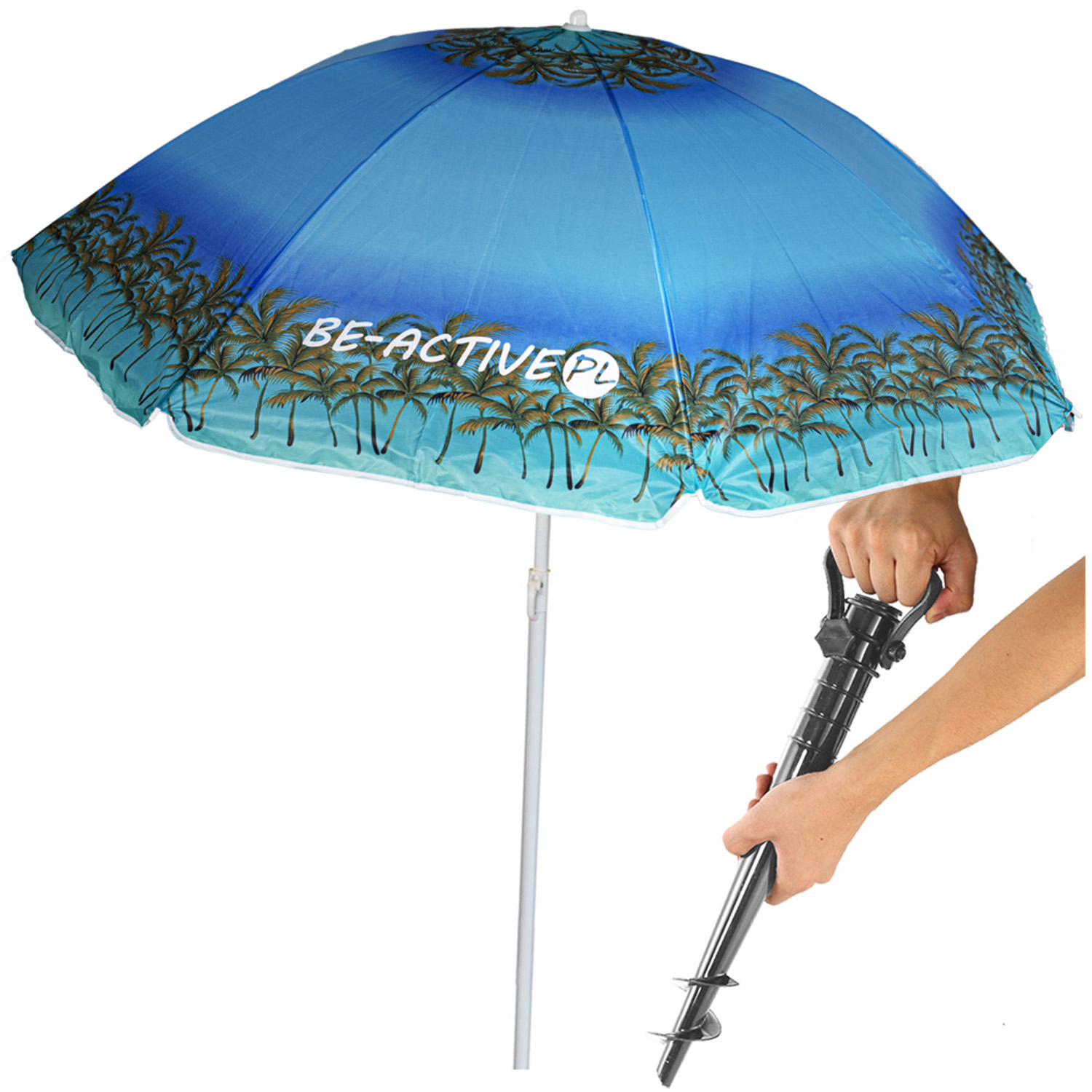 Parasol ogrodowy plażowy składany na balkon 180cm Palmy + kotwa