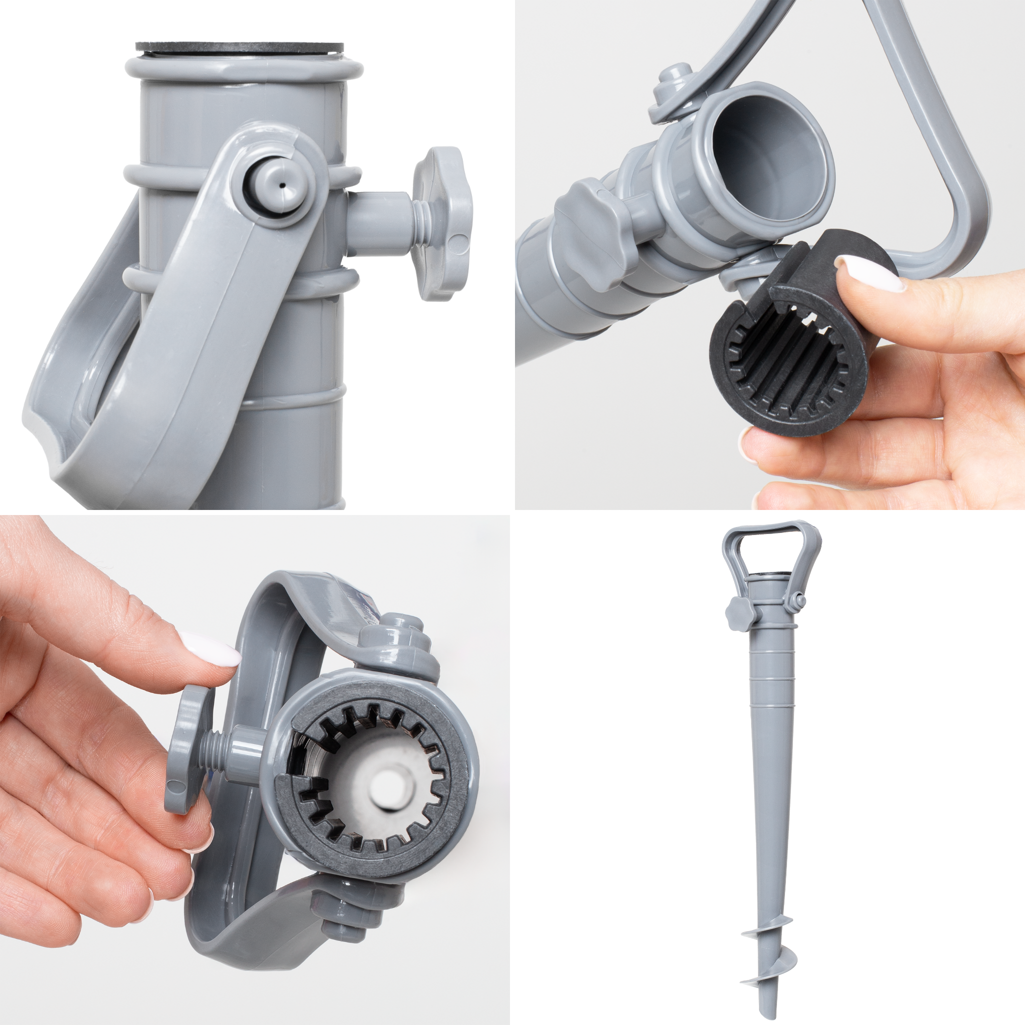 Parasol ogrodowy plażowy składany na balkon 180cm Niebieskie paski + kotwa