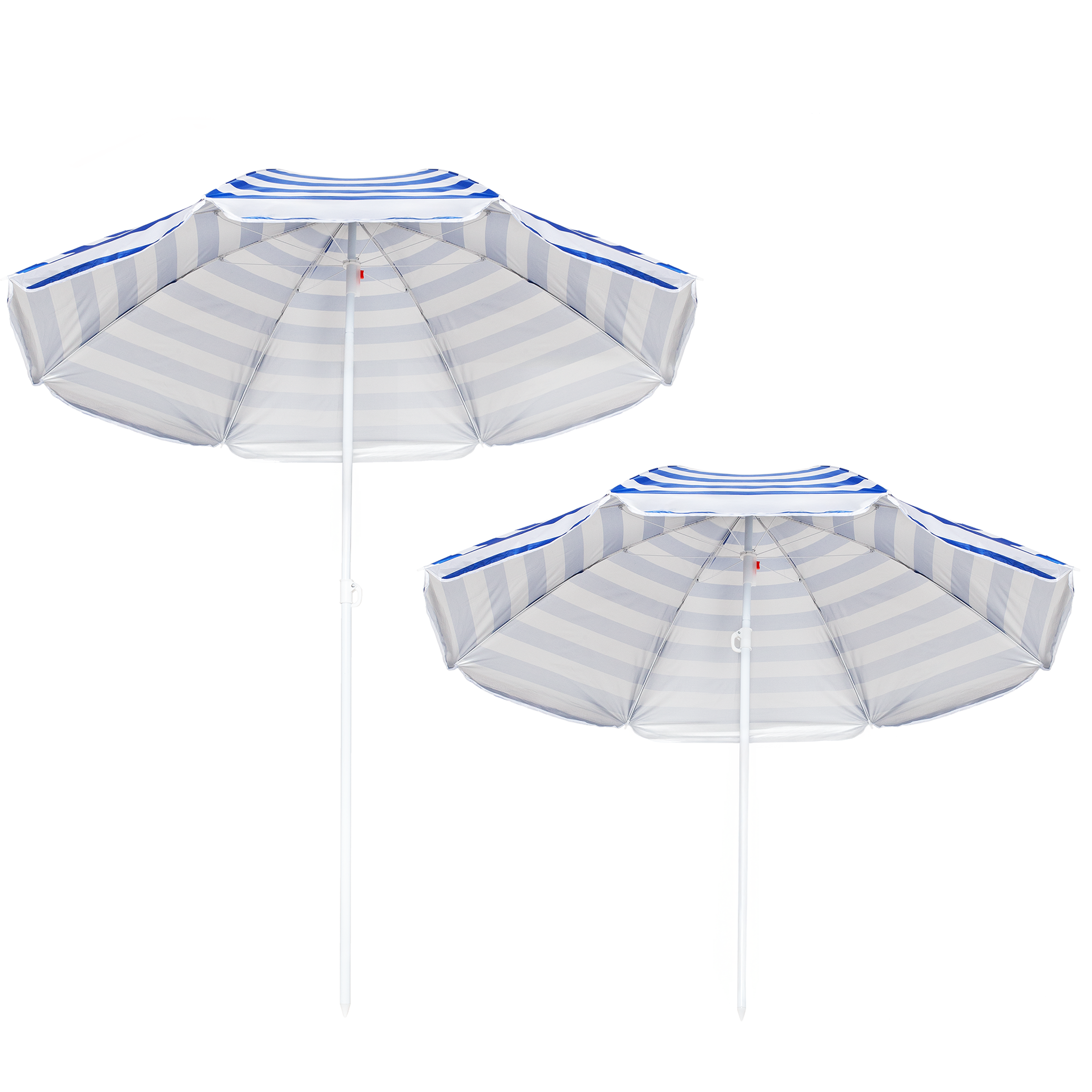 Parasol ogrodowy plażowy składany na balkon 180cm Niebieskie paski + kotwa