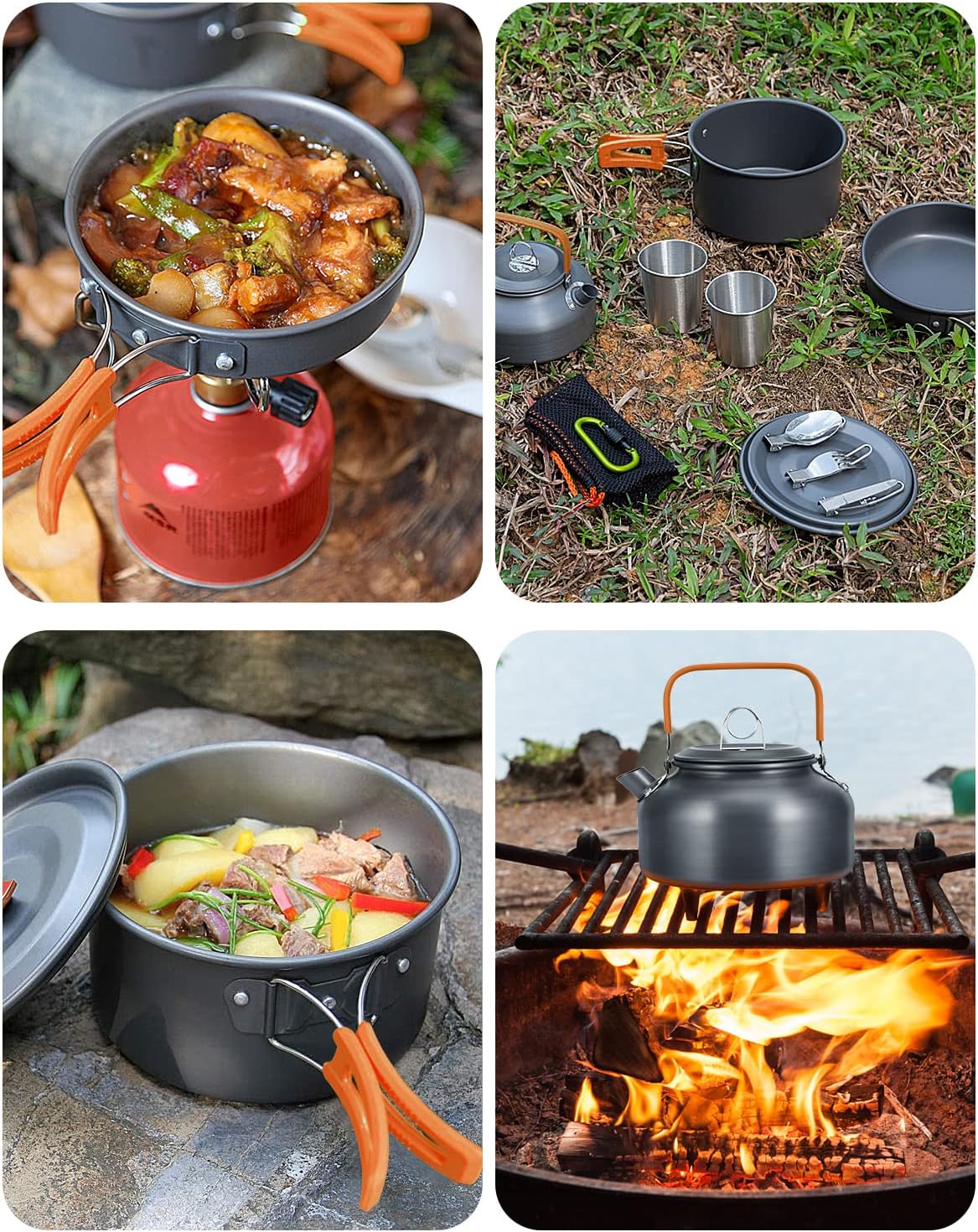 Zestaw garnków naczyń turystycznych na kemping ZG4-01 pomarańczowy