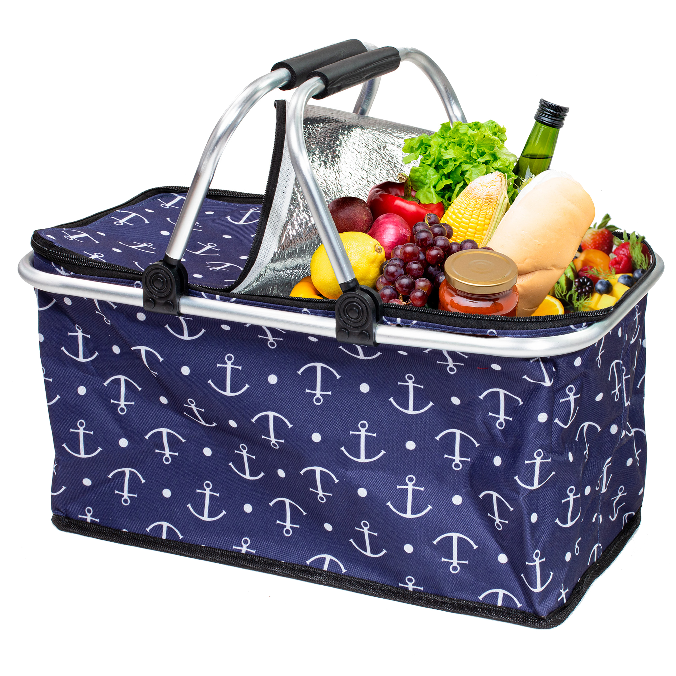 Kosz termiczny na zakupy piknikowy duży 30 litrów kotwica