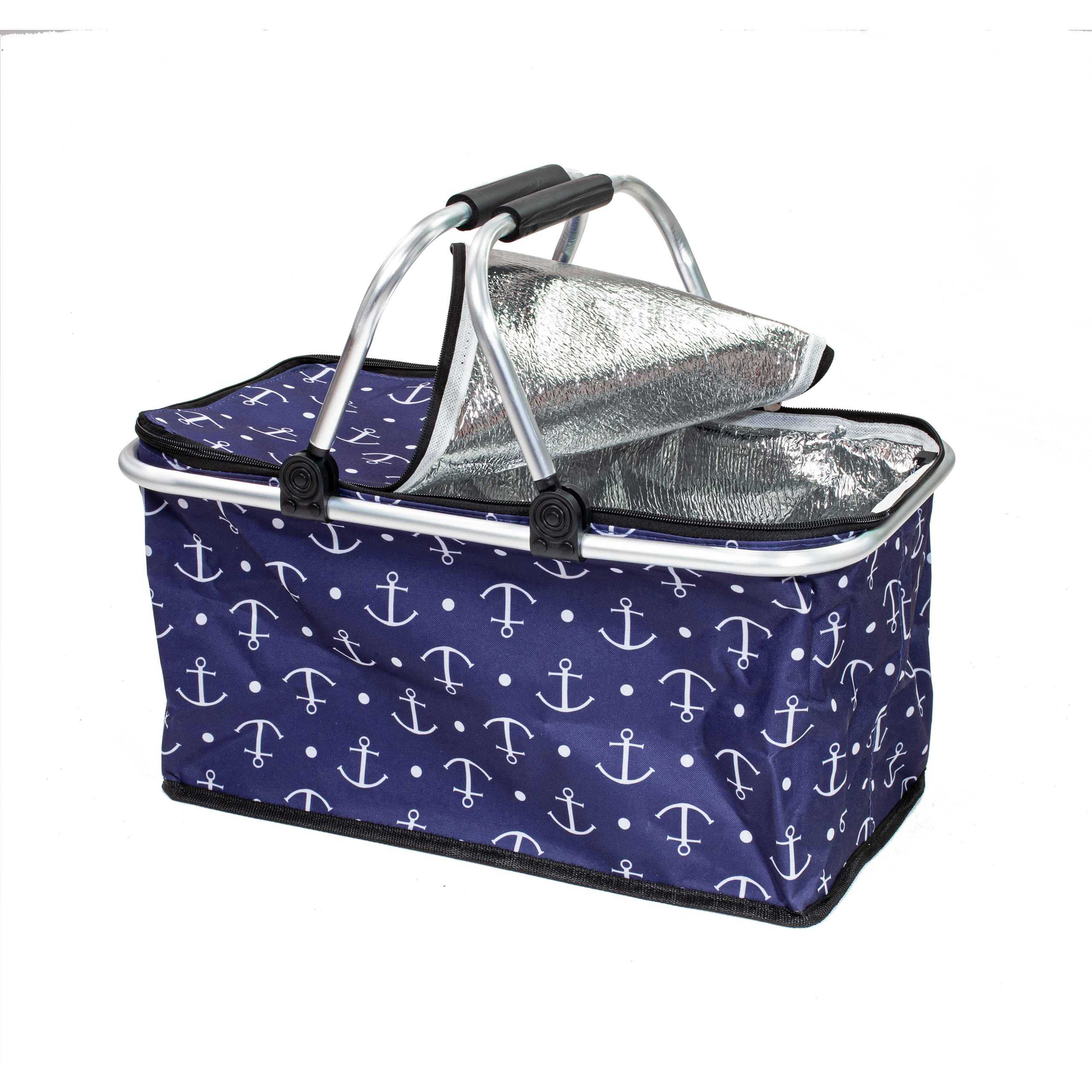 Kosz termiczny na zakupy piknikowy duży 30 litrów kotwica