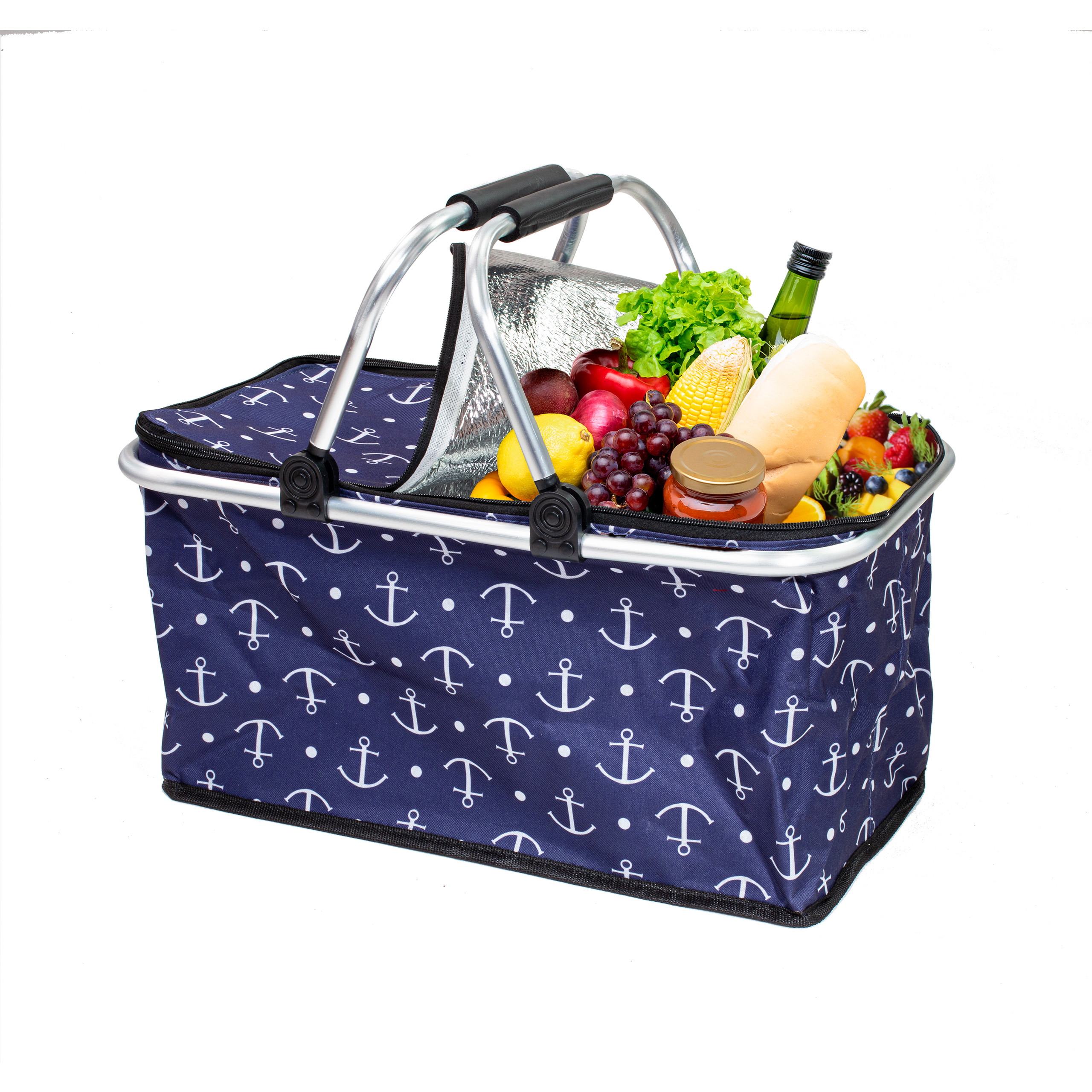 Kosz termiczny na zakupy piknikowy duży 30 litrów kotwica