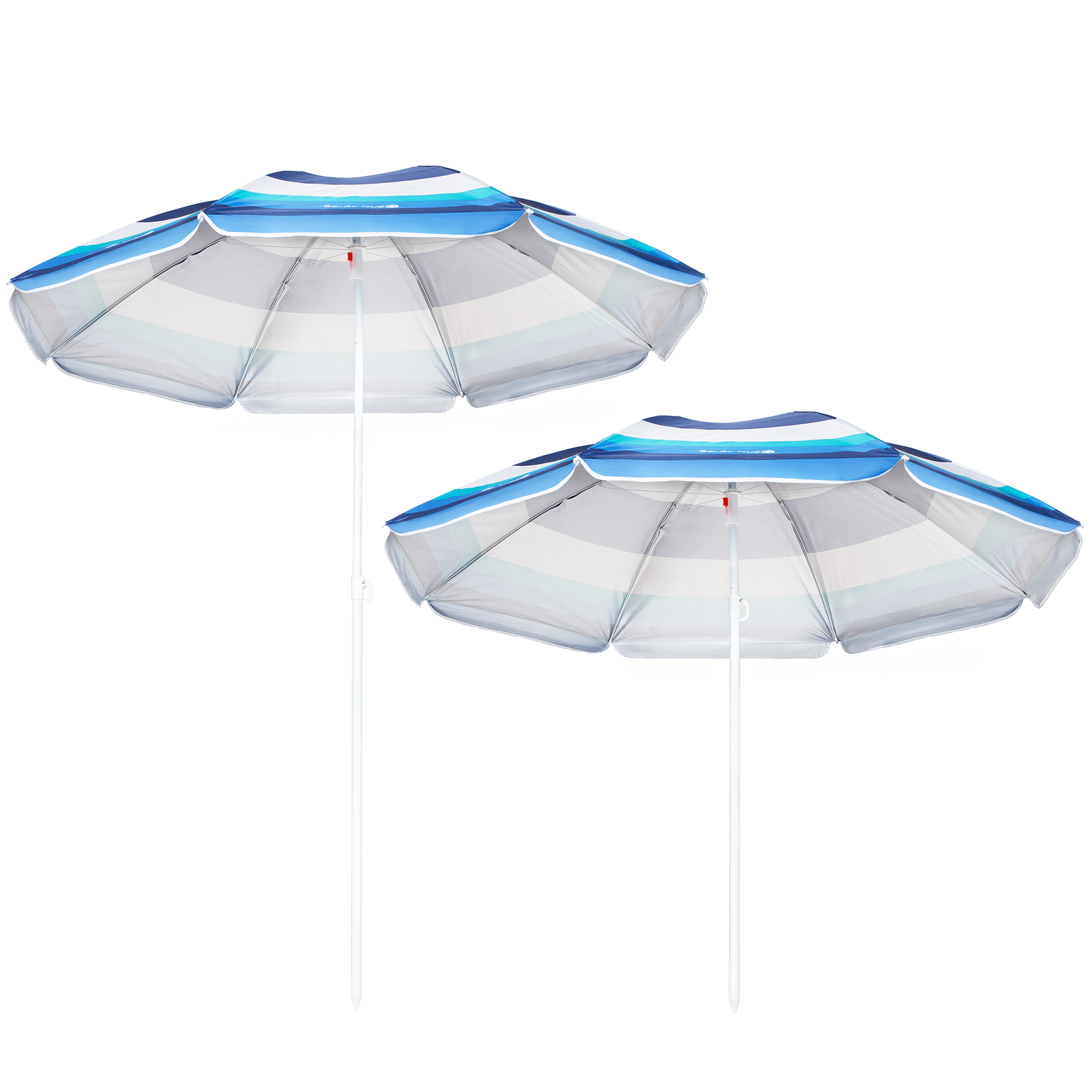 Parasol plażowy ogrodowy składany na balkon 180cm Paski biało-niebieskie