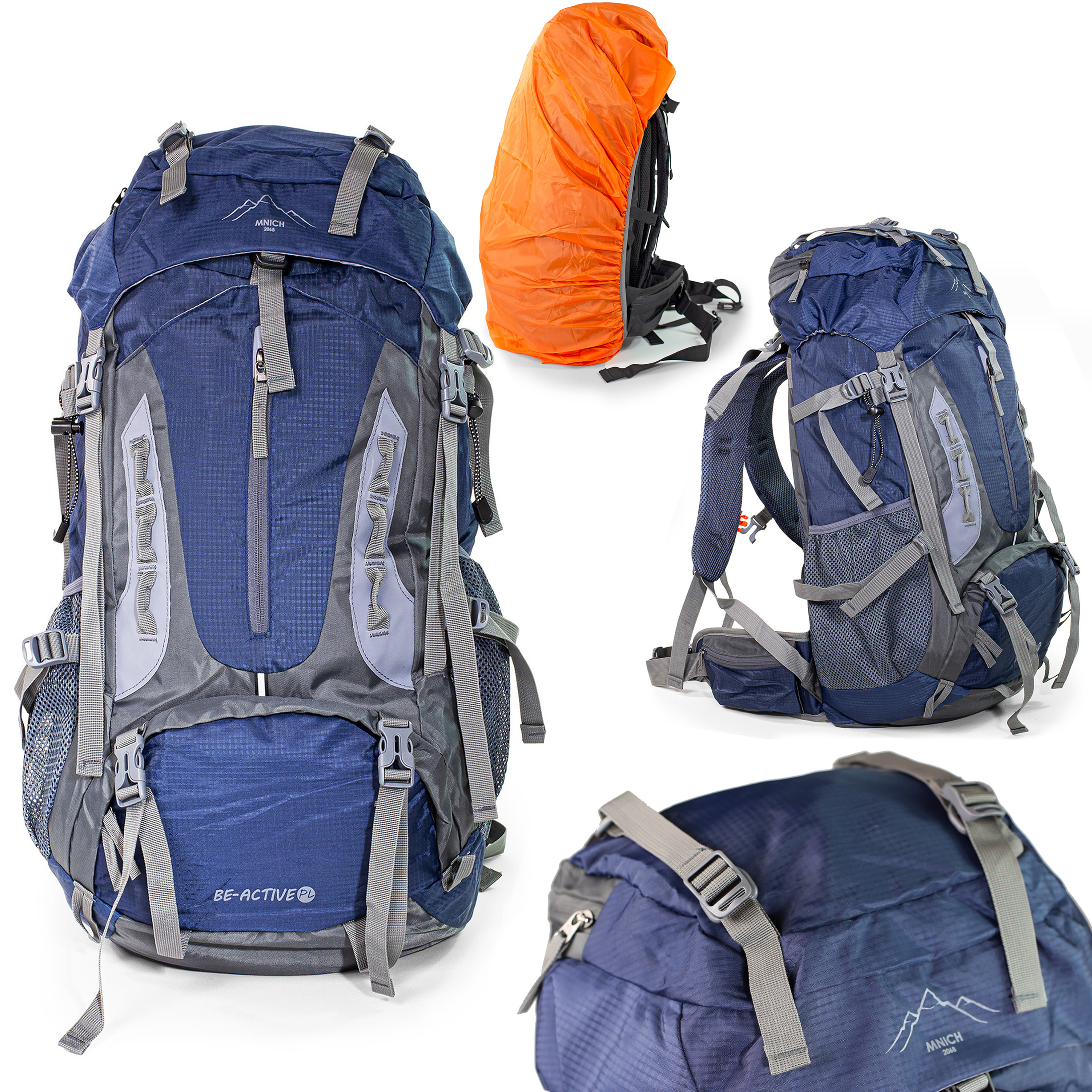 Plecak turystyczny górski trekkingowy Mnich 70 litrów granatowy