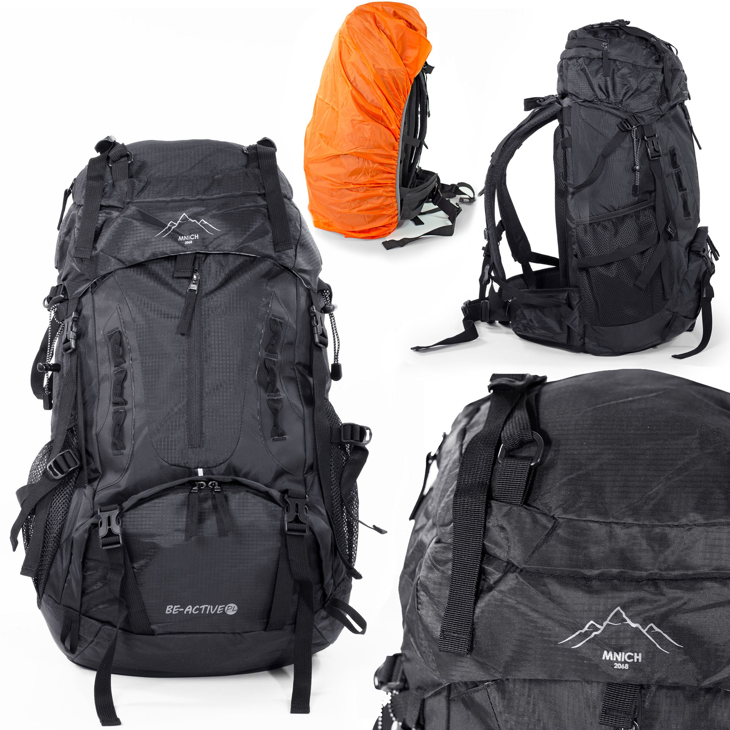 Plecak turystyczny górski trekkingowy Mnich 70 litrów czarny