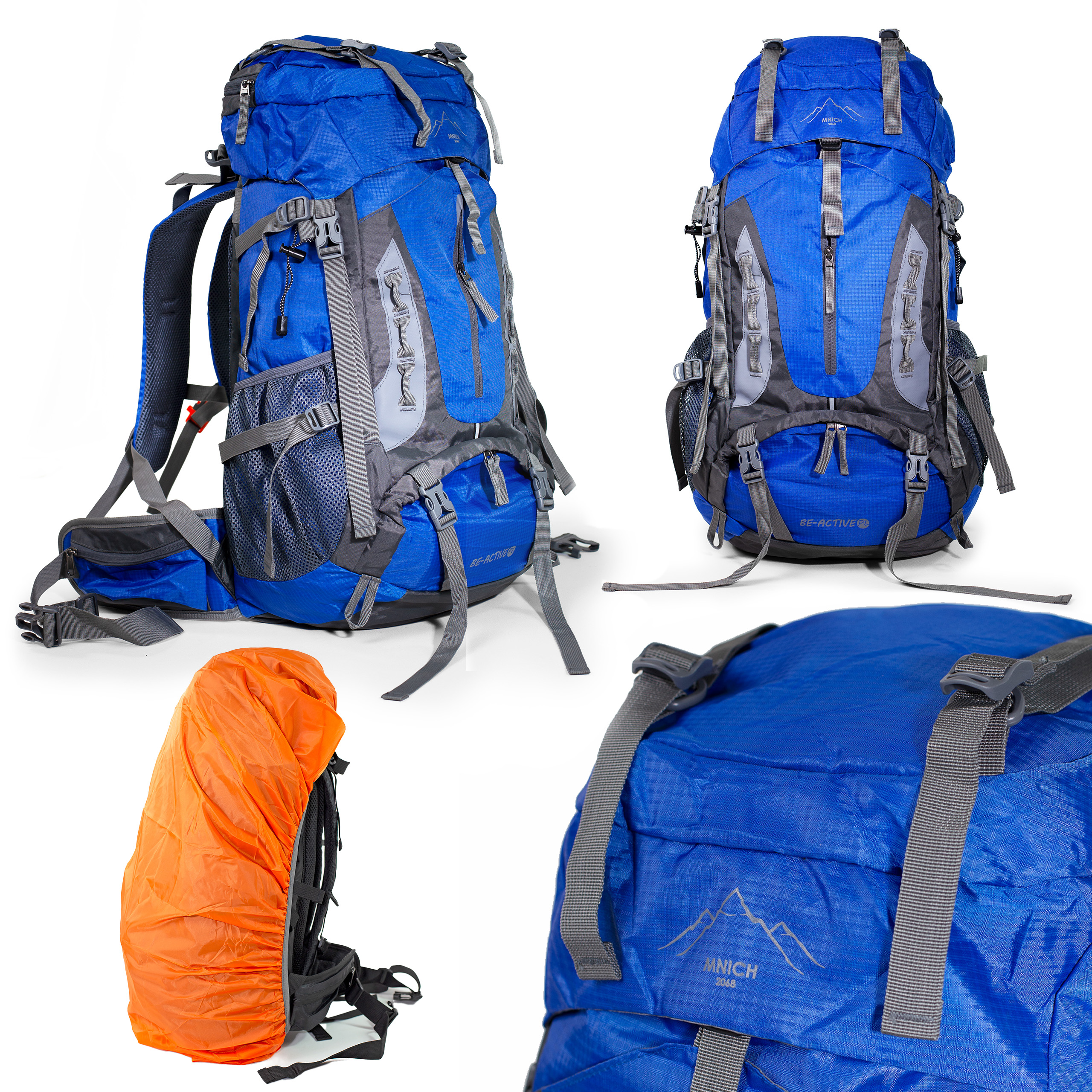 Plecak turystyczny górski trekkingowy Mnich 70 litrów niebieski