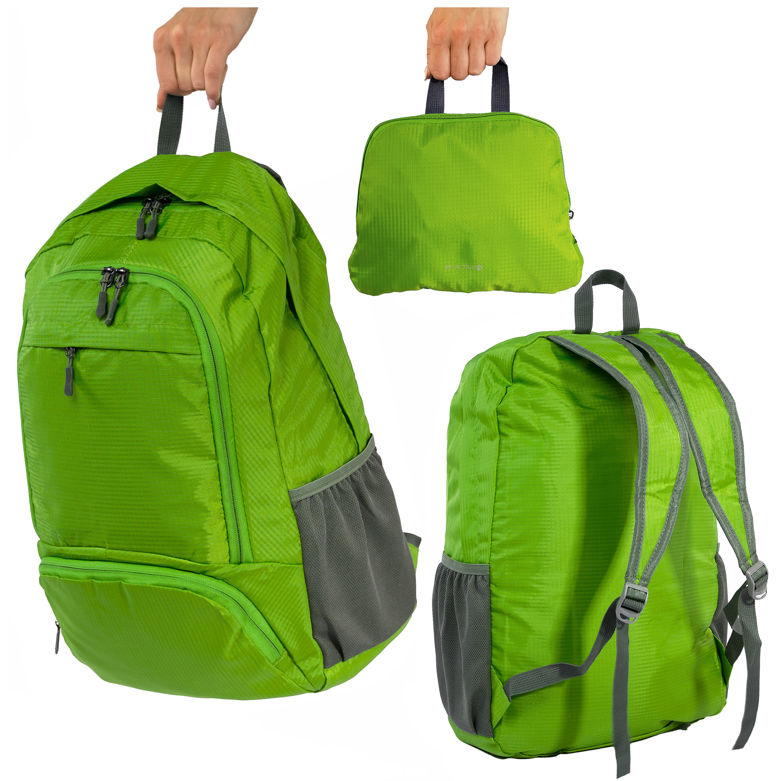 Plecak składany turystyczny ultralekki na wycieczki podróże zielony