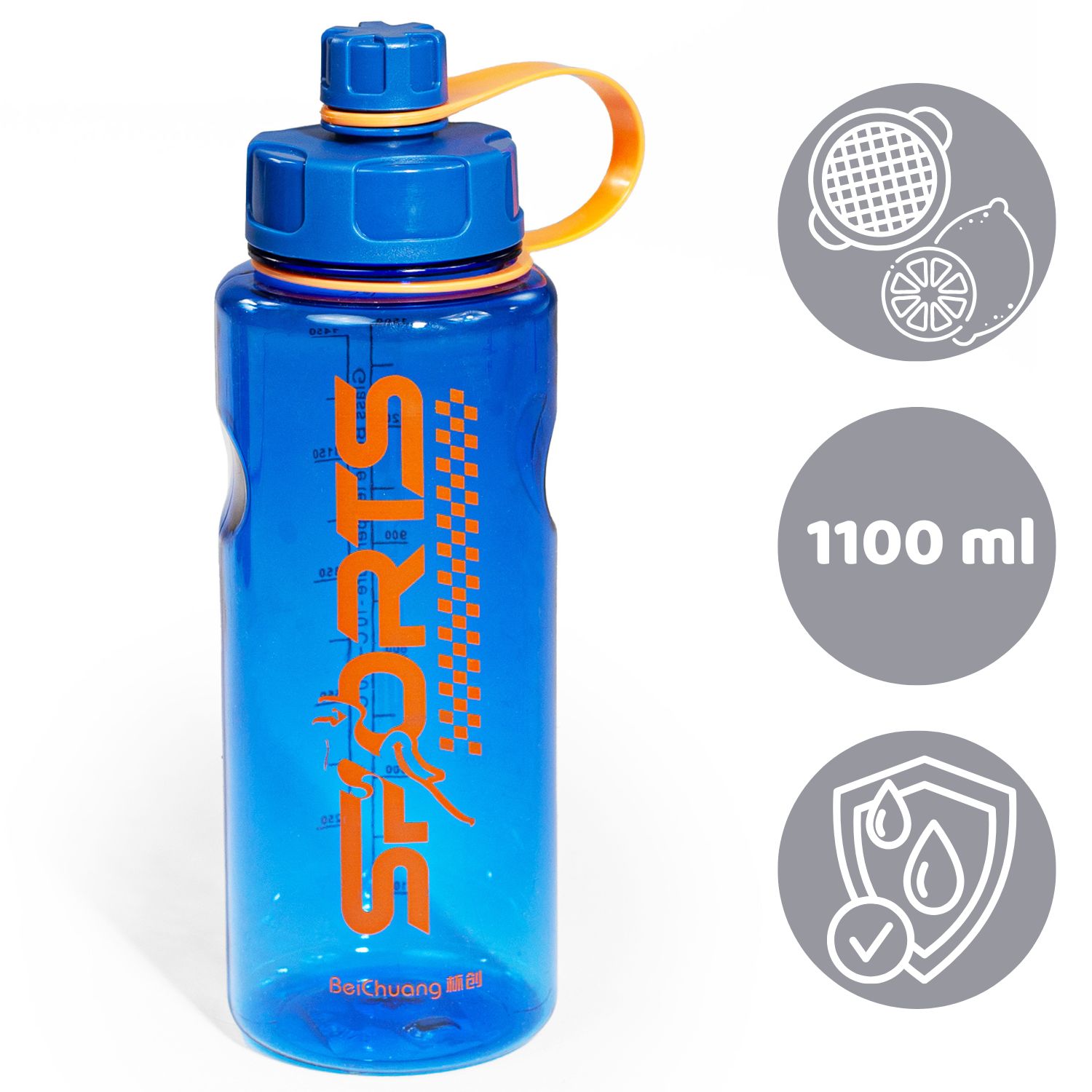 Butelka na wodę bidon sportowy na siłownię trening 1,1l niebieska