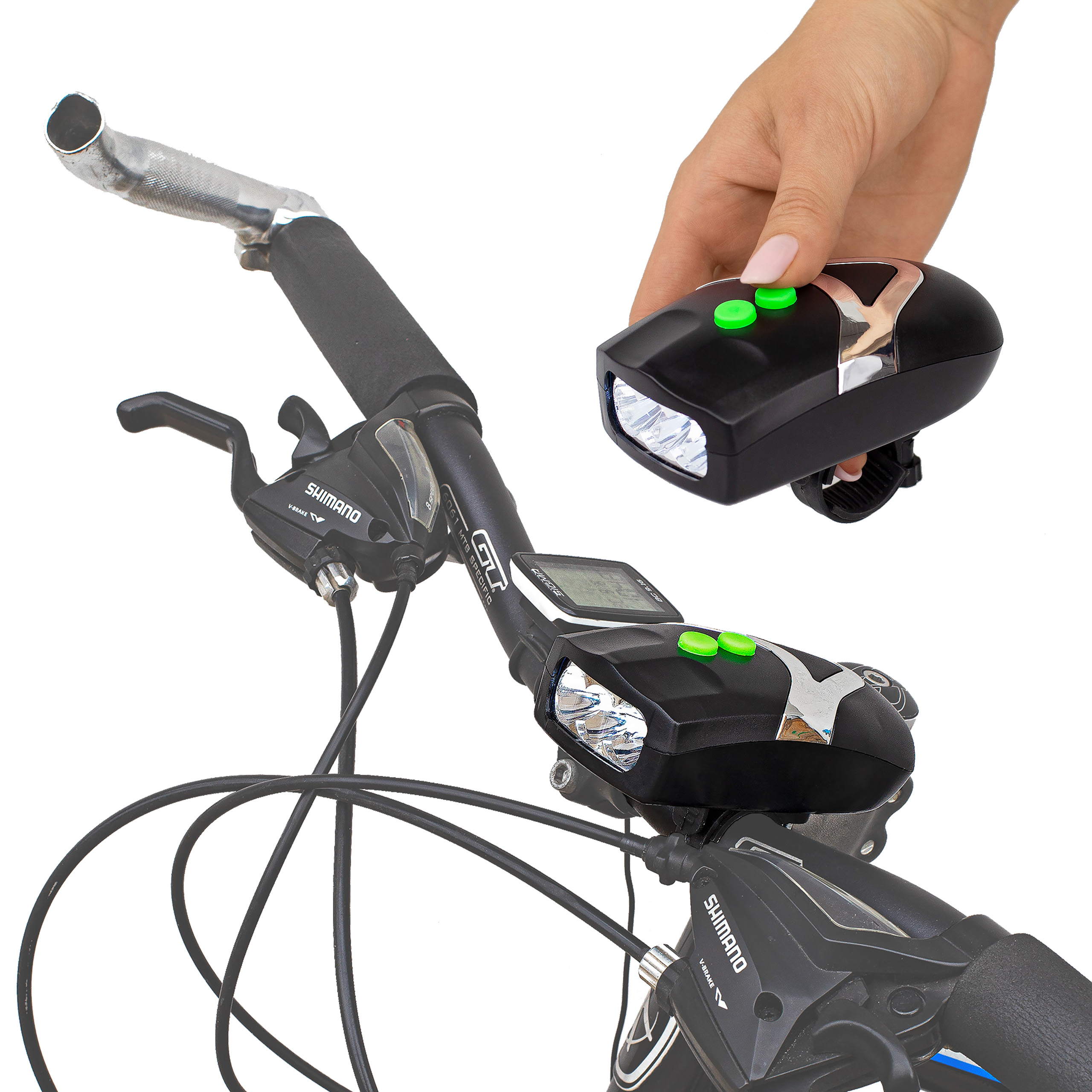 Lampka przednia rowerowa oświetlenie do roweru z klaksonem