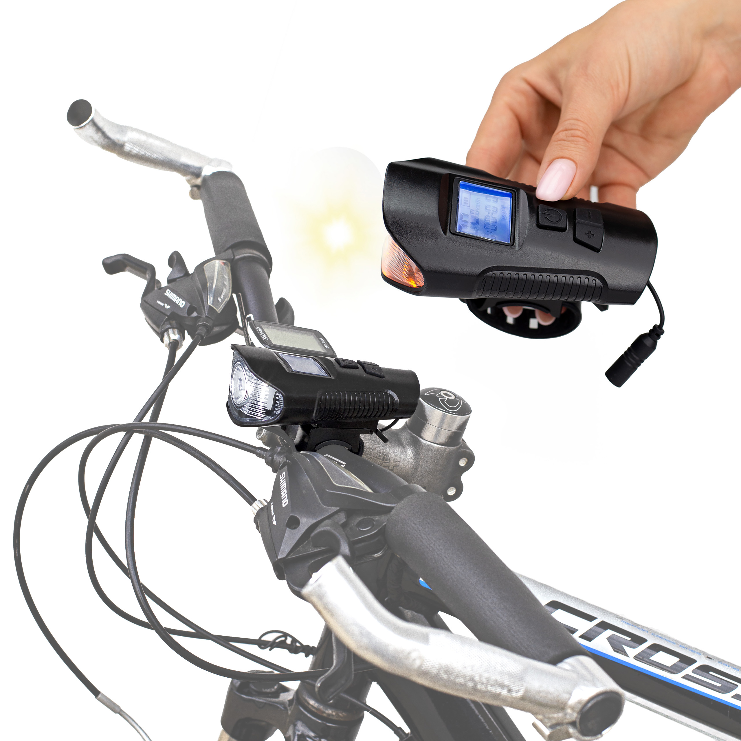 Lampka rowerowa z licznikiem latarka na kierownice z alarmem prędkościomierz