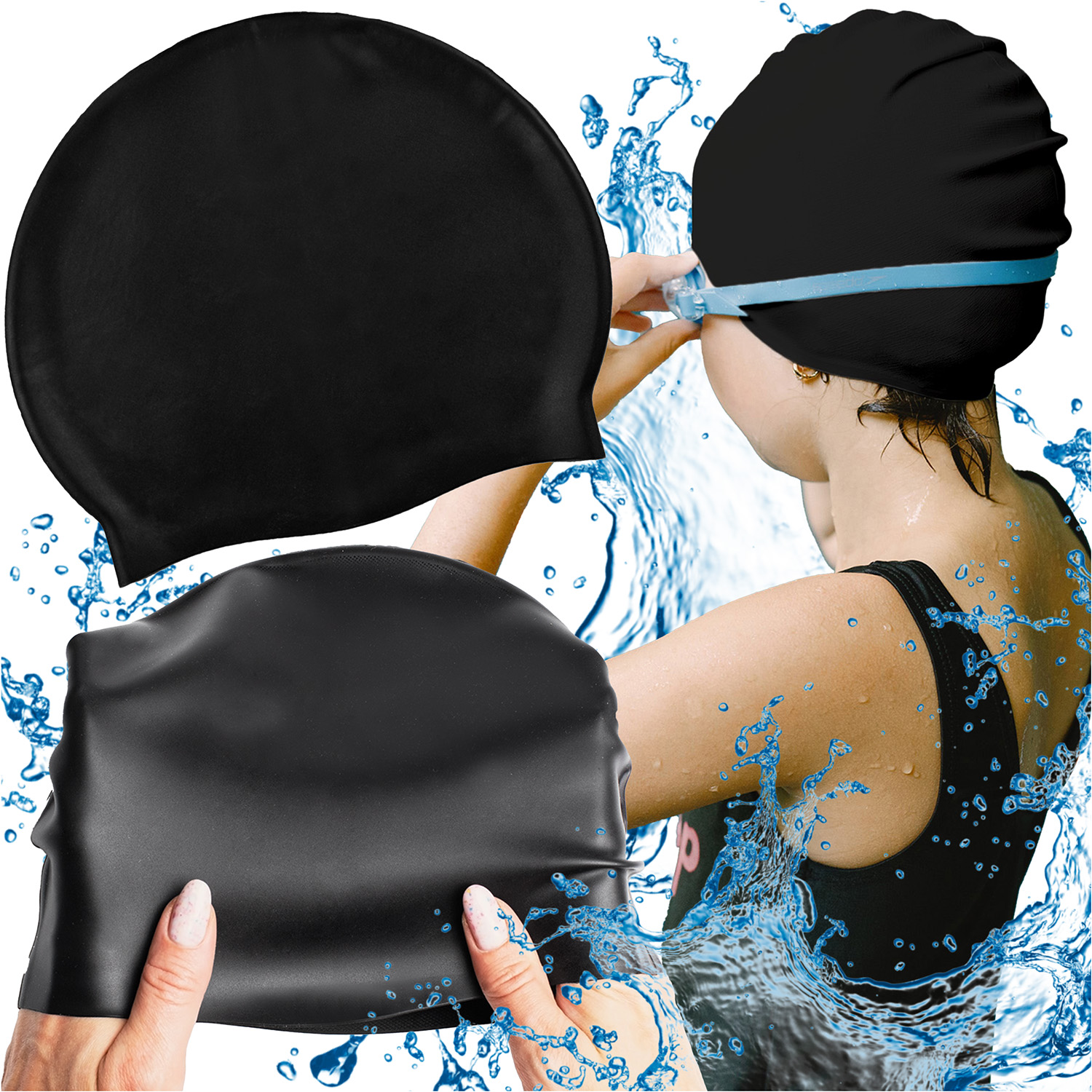 Czepek silikonowy na basen pływacki kąpielowy CP1 czarny