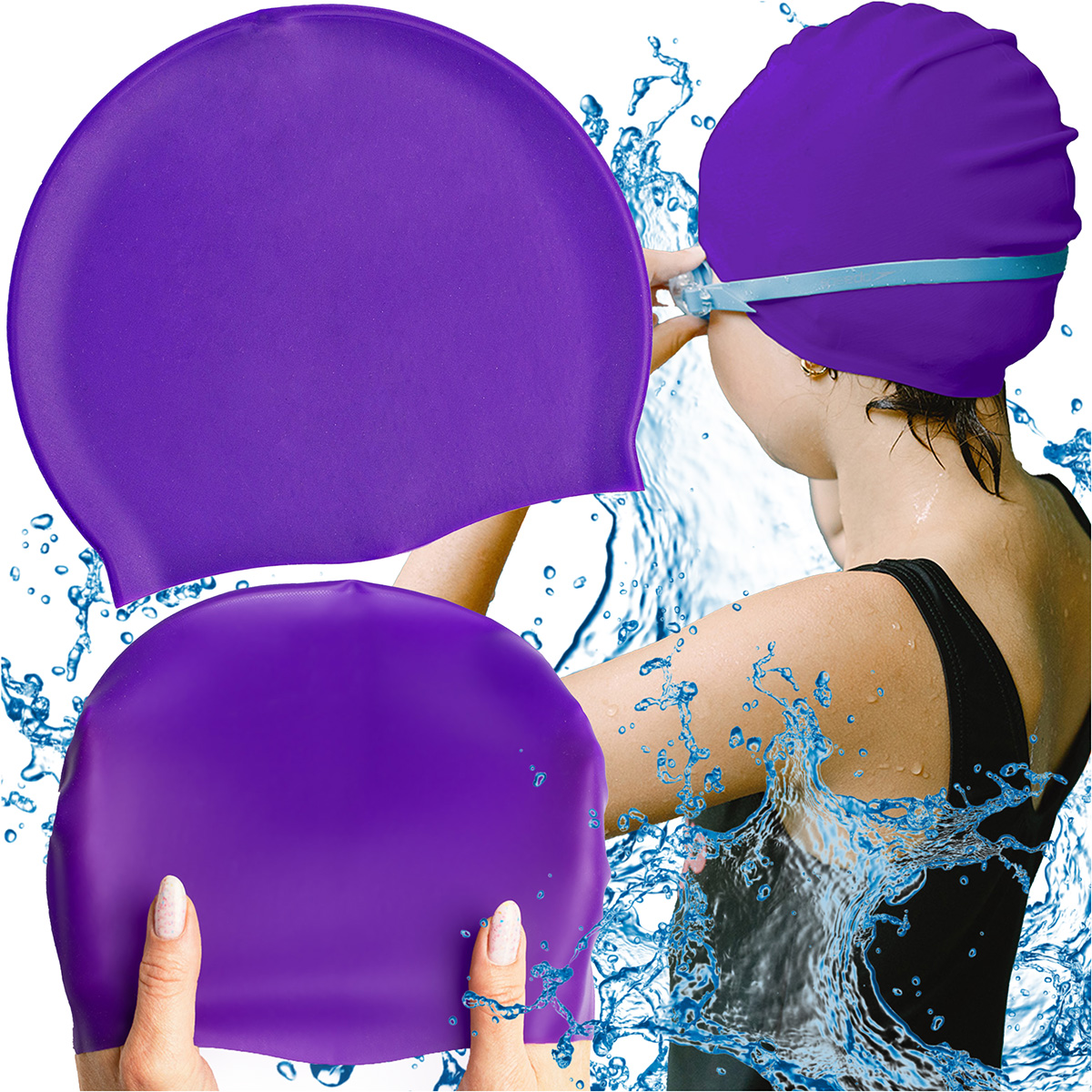 Czepek silikonowy na basen pływacki kąpielowy CP3 fioletowy