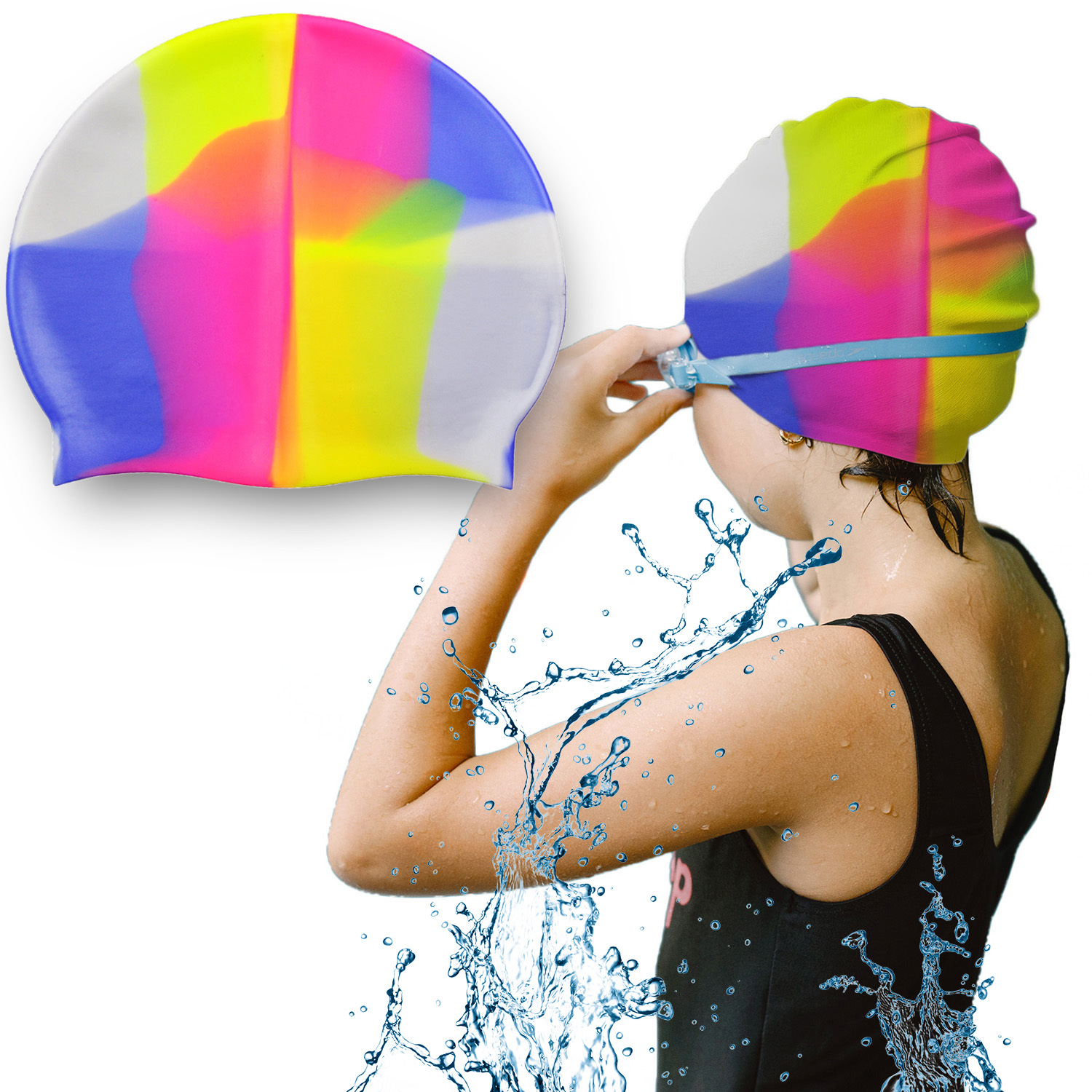 Czepek silikonowy na basen pływacki kąpielowy CP4 wielokolorowy