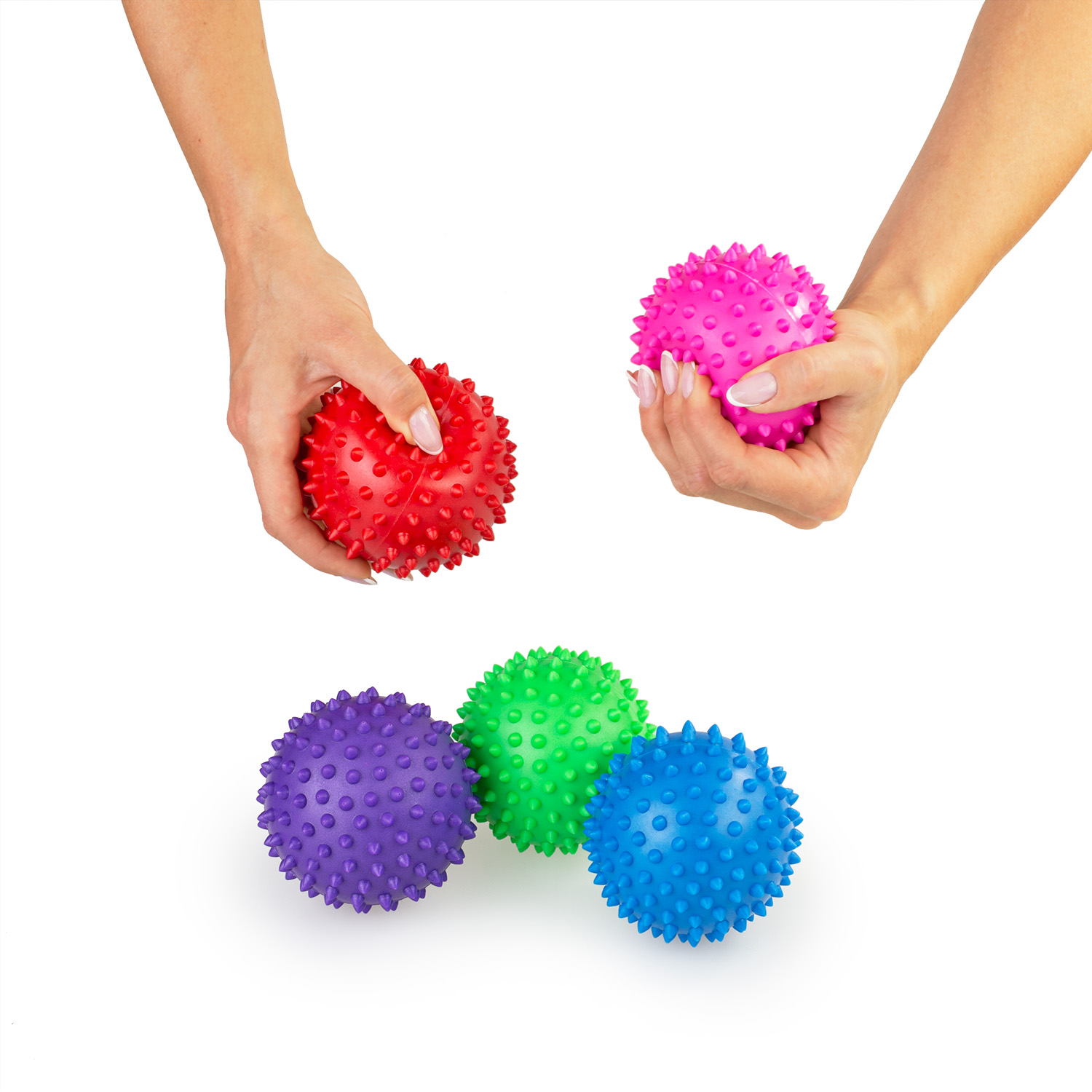 Piłka rehabilitacyjna sensoryczna z kolcami jeżyk do masażu zielona