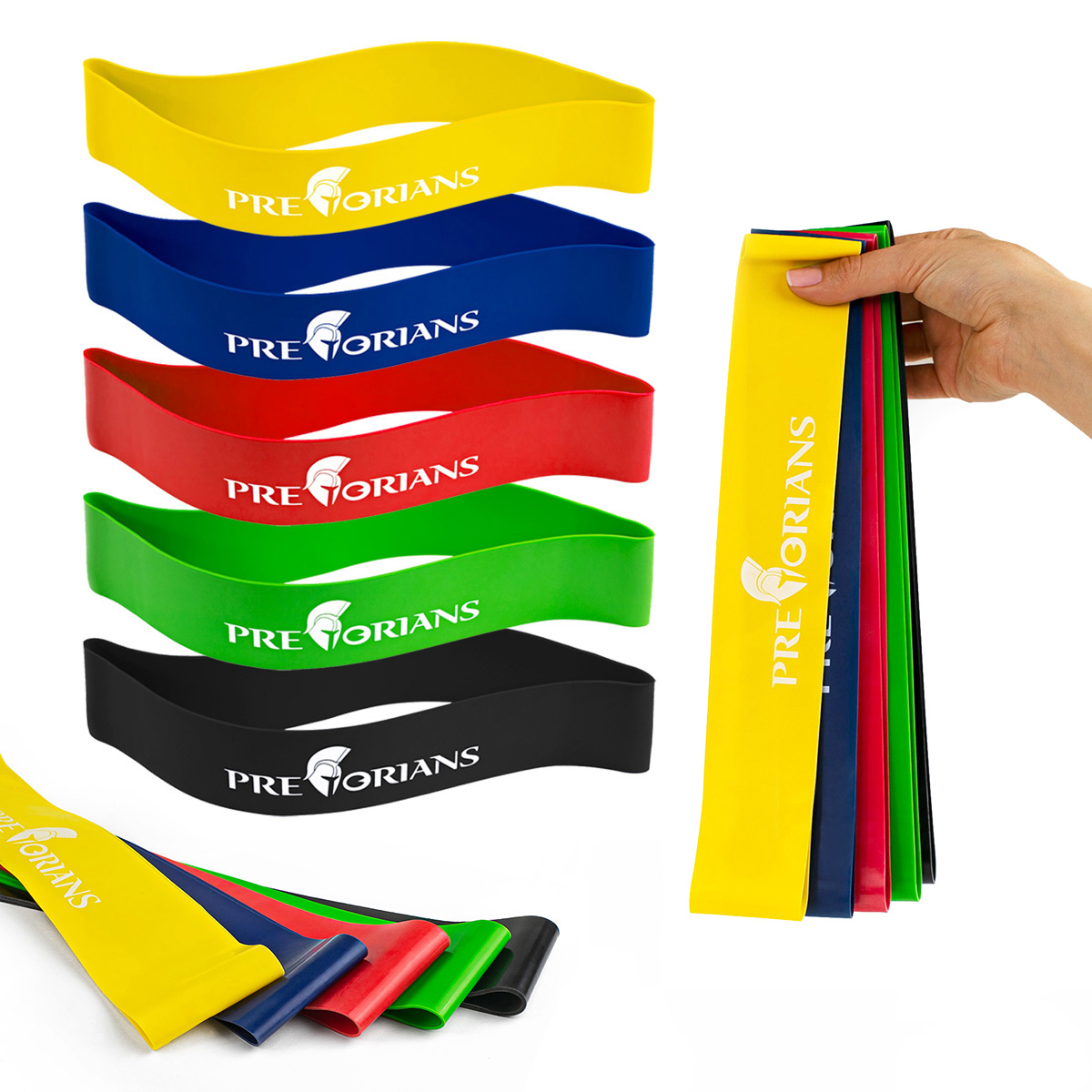 Zestaw 5 gum do ćwiczeń i rozciągania mini band taśmy Pretorians