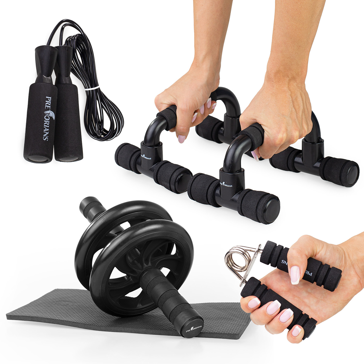 Zestaw do ćwiczeń treningu Kółko do brzucha Skakanka Uchwyty do pompek Ściskacz