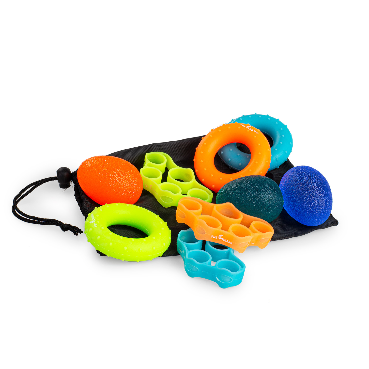 Zestaw do ćwiczeń rehabilitacji rąk palców nadgarstka 9 silikonowych elementów Pretorians