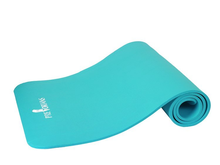 Mata gruba do ćwiczeń (1,5 cm) NBR Pretorians turkusowa