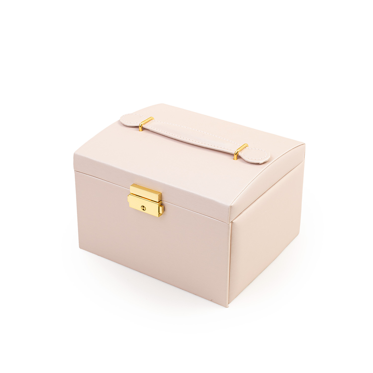 Szkatułka na biżuterię z lusterkiem pudełko różowy kuferek do przechowywania