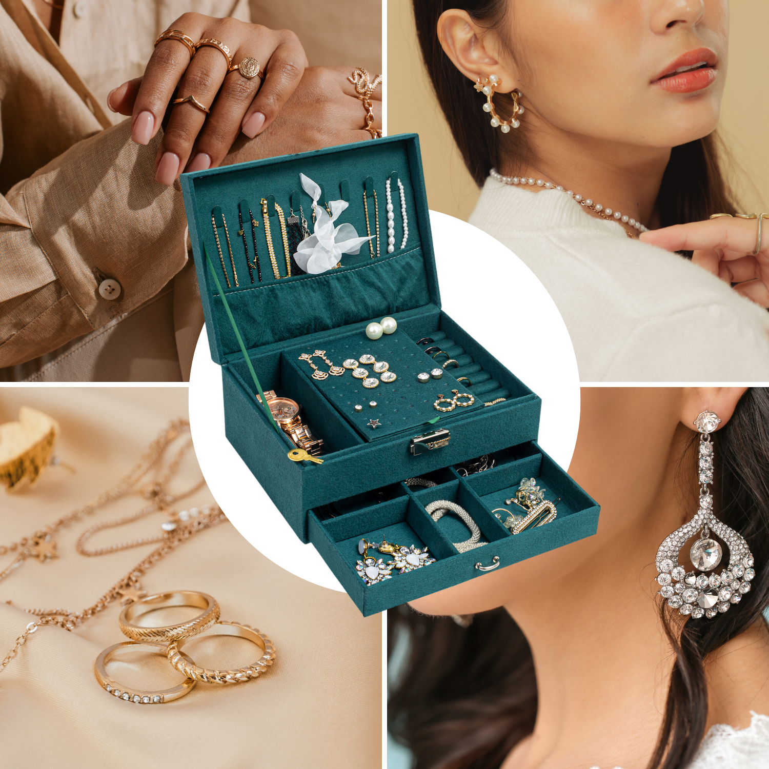 Kuferek na biżuterię duża szkatułka do przechowywania