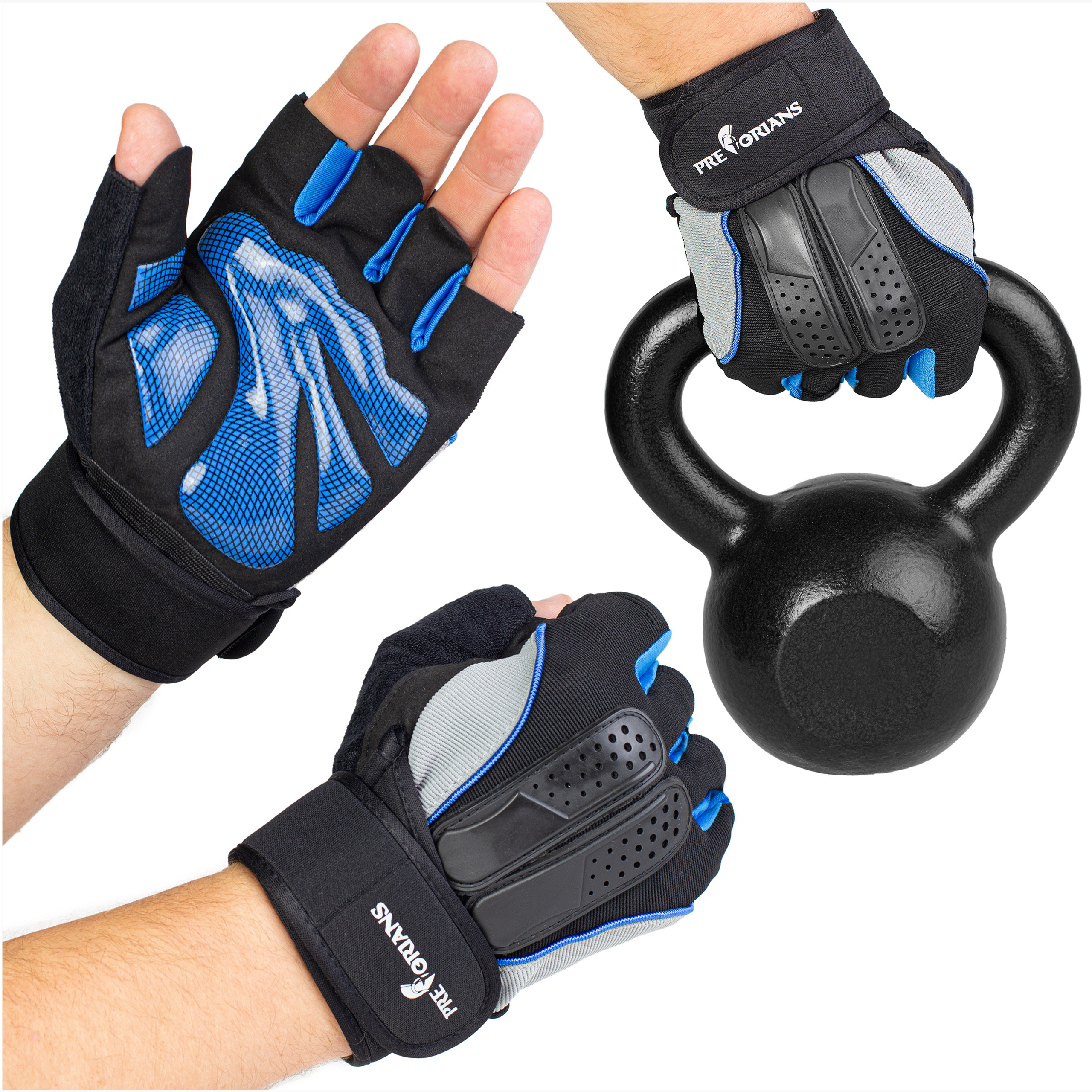 Rękawiczki treningowe na siłownię Pretorians niebieskie M
