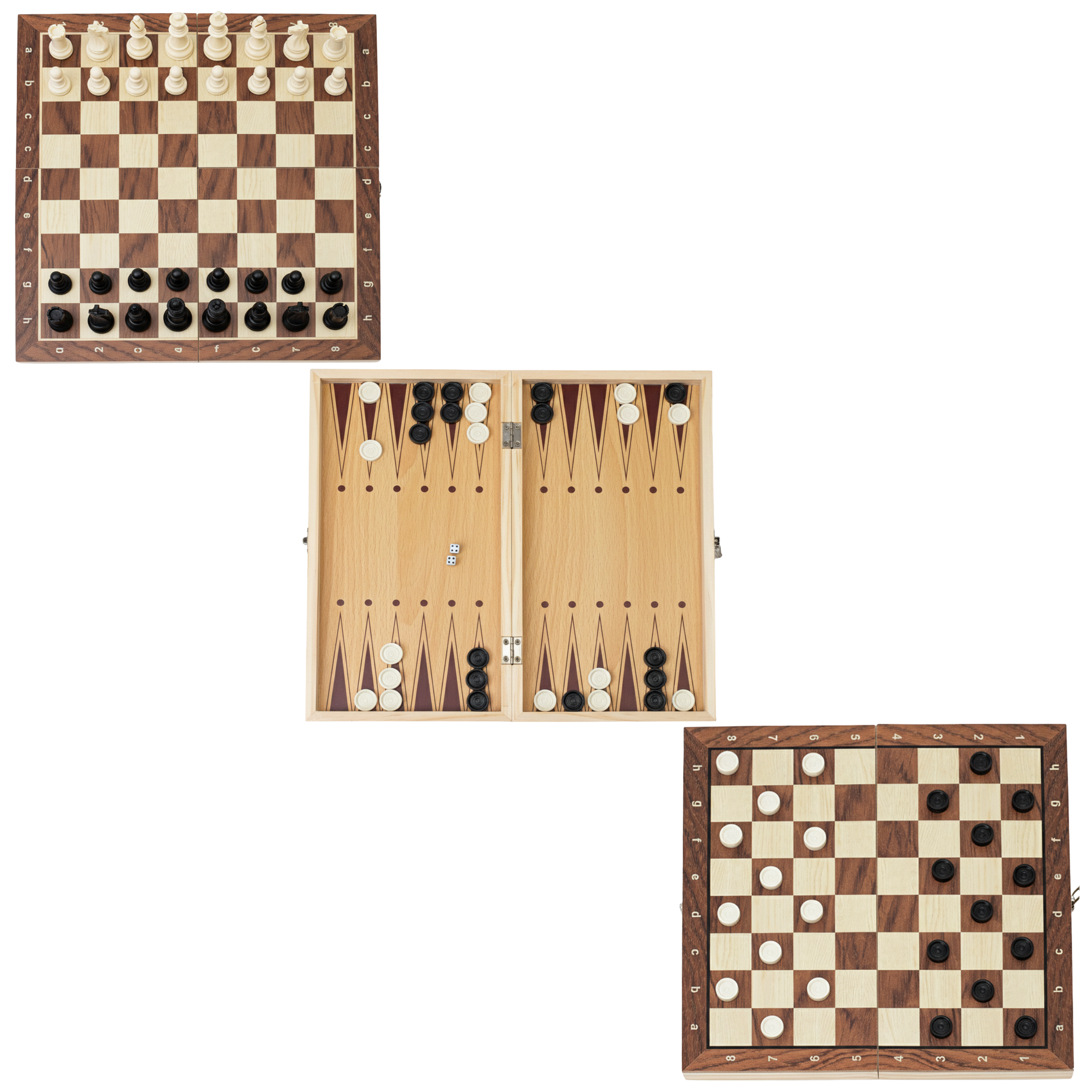Gra 3w1 szachy warcaby backgammon magnetyczne drewniane