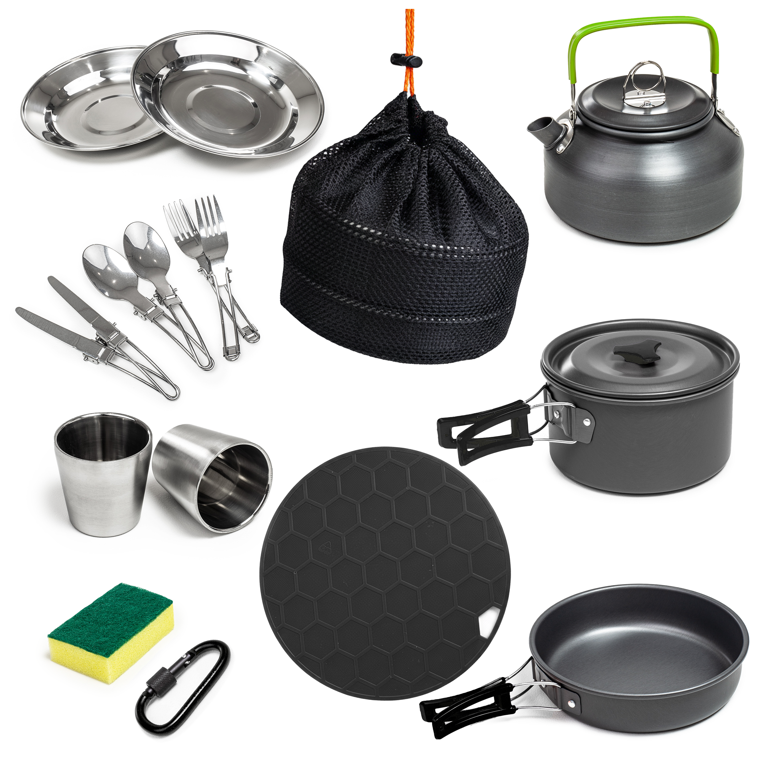 Zestaw garnków naczyń turystycznych pod namiot czarny