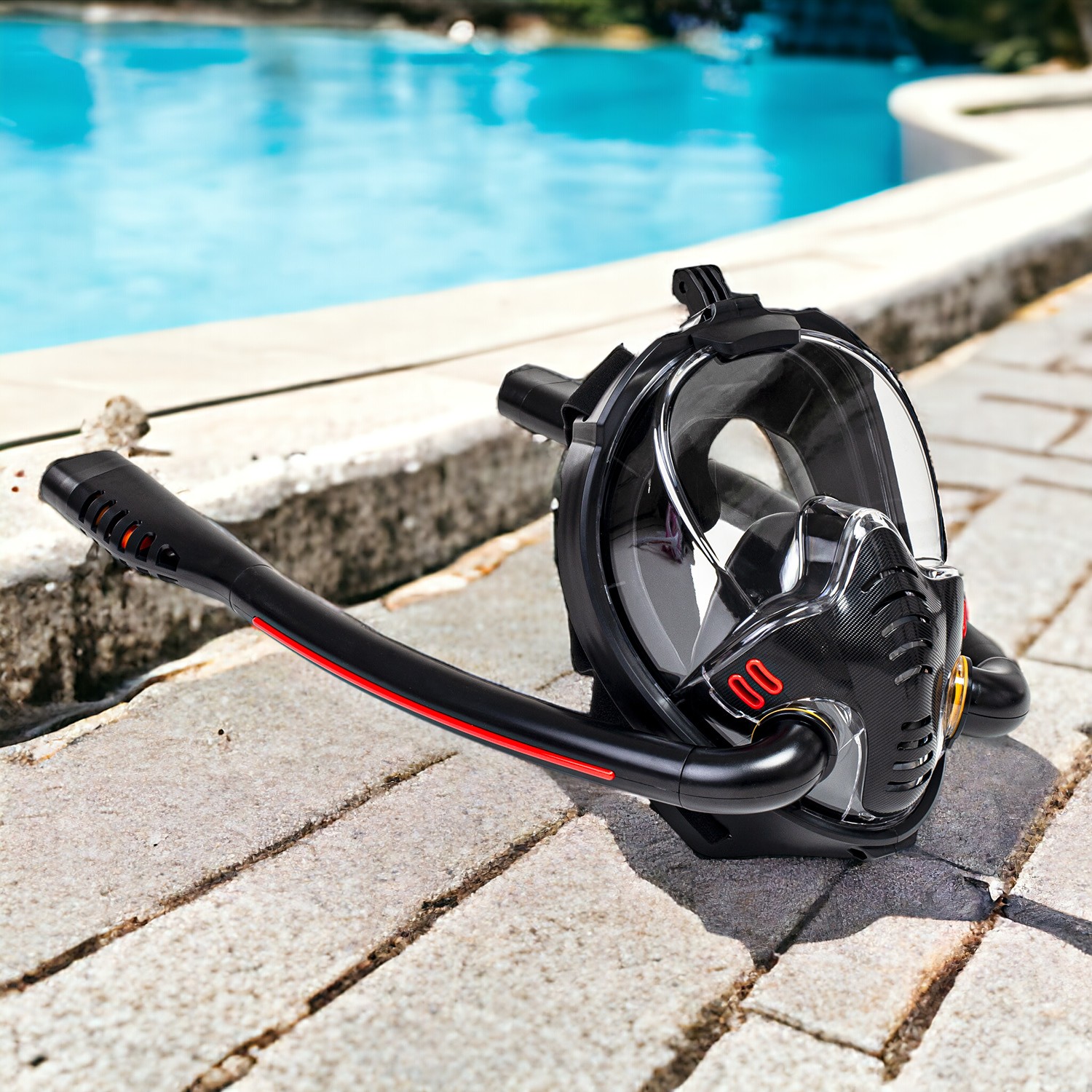 Maska do snorkelingu nurkowania pełnotwarzowa uchwyt na kamerę S/M