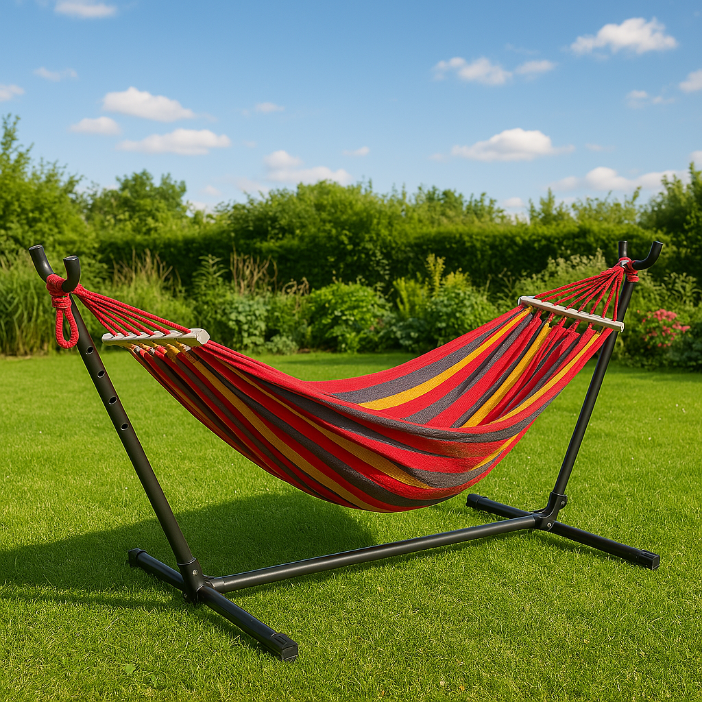 Stelaż hamak zestaw ogrodowy stalowy stojak z hamakiem