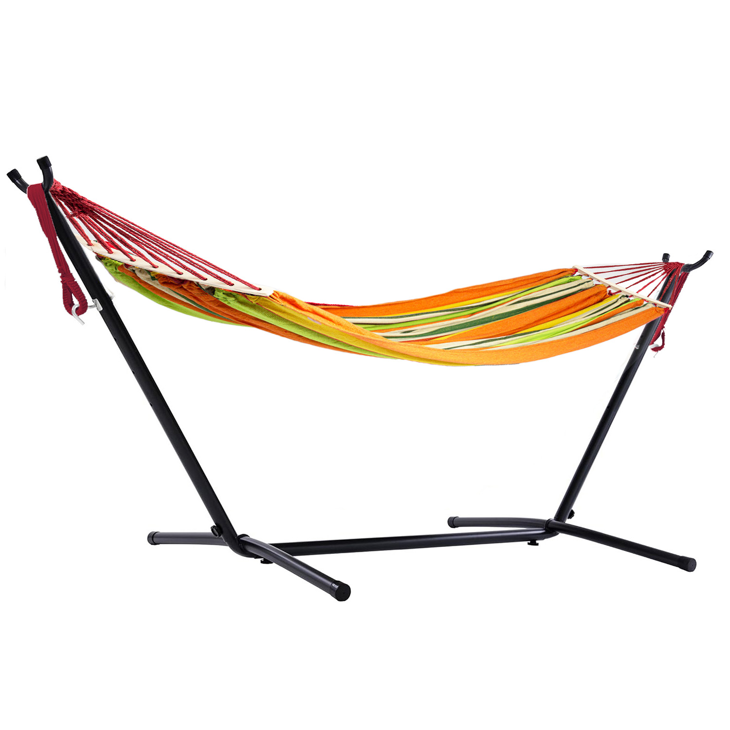 Stelaż hamak dwuosobowy - zestaw ogrodowy stalowy stojak z hamakiem