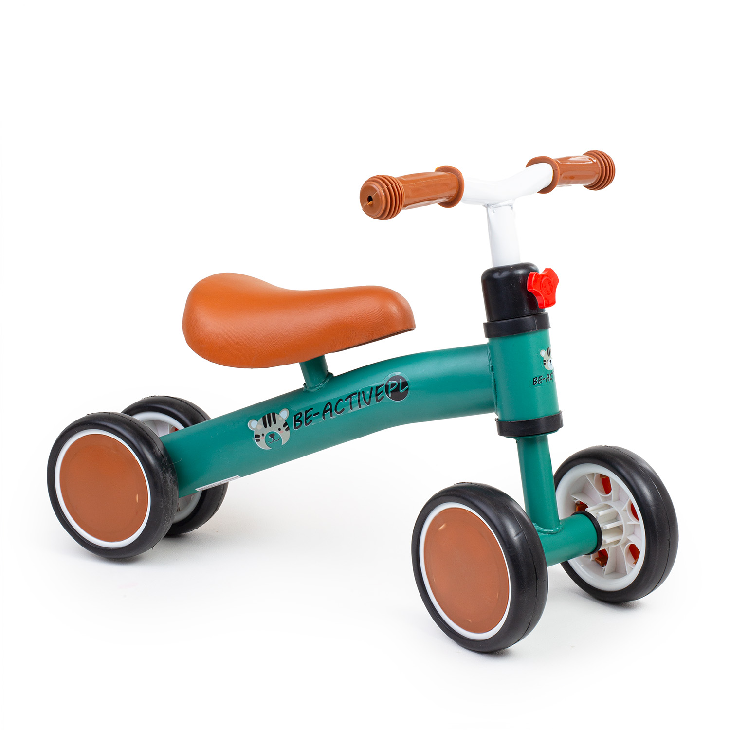 Rowerek biegowy dla dzieci zielony 4-kołowy jeździk na pierwsze urodziny