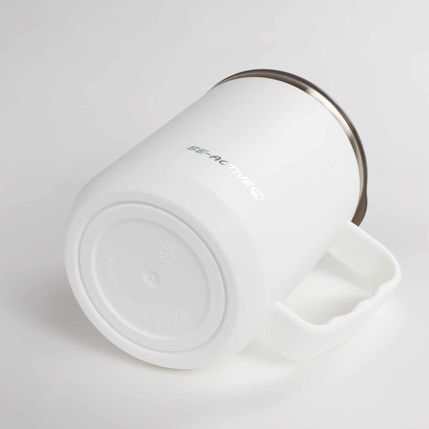 Kubek termiczny biały turystyczny termos z rączką 450ml na kawę herbatę