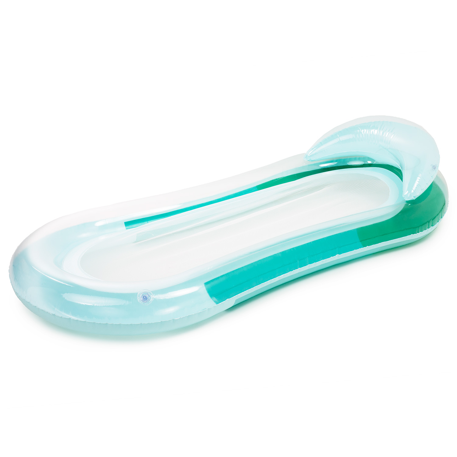 Materac dmuchany do pływania plażowy z oparciem dno z siatki zielony