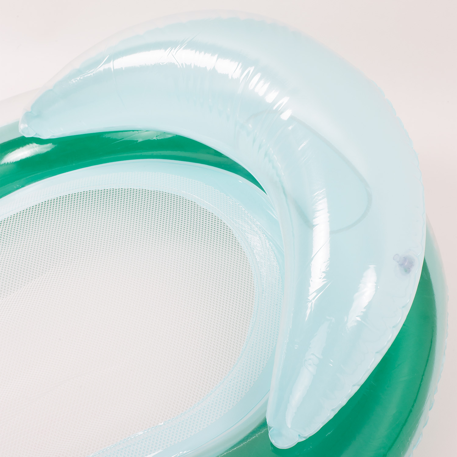 Materac dmuchany do pływania plażowy z oparciem dno z siatki zielony