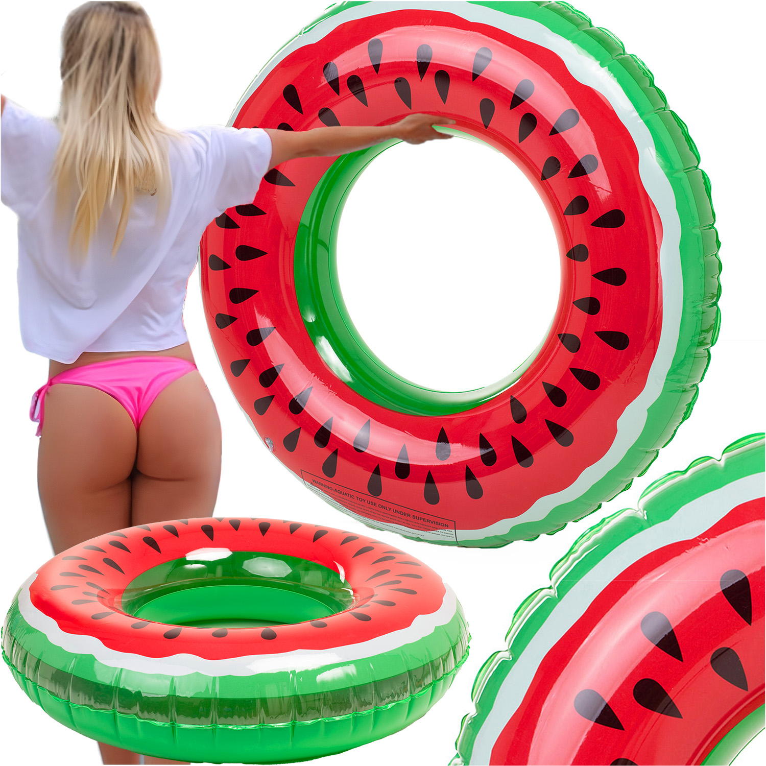 Duże koło dmuchane arbuz 90cm materac do wody pływania na basen