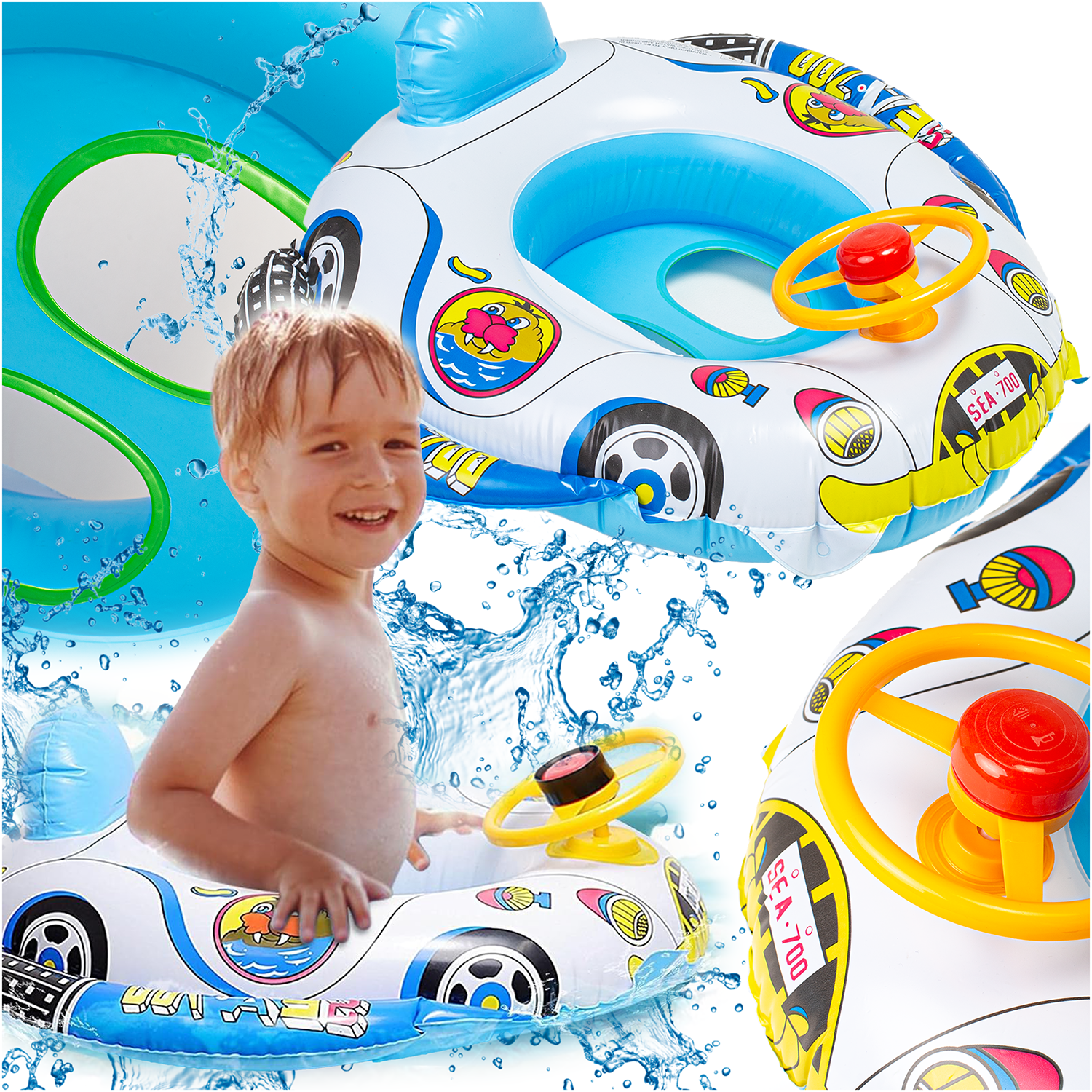 Dmuchany samolot pontonik z siedziskiem koło do pływania dla dzieci nad wodę