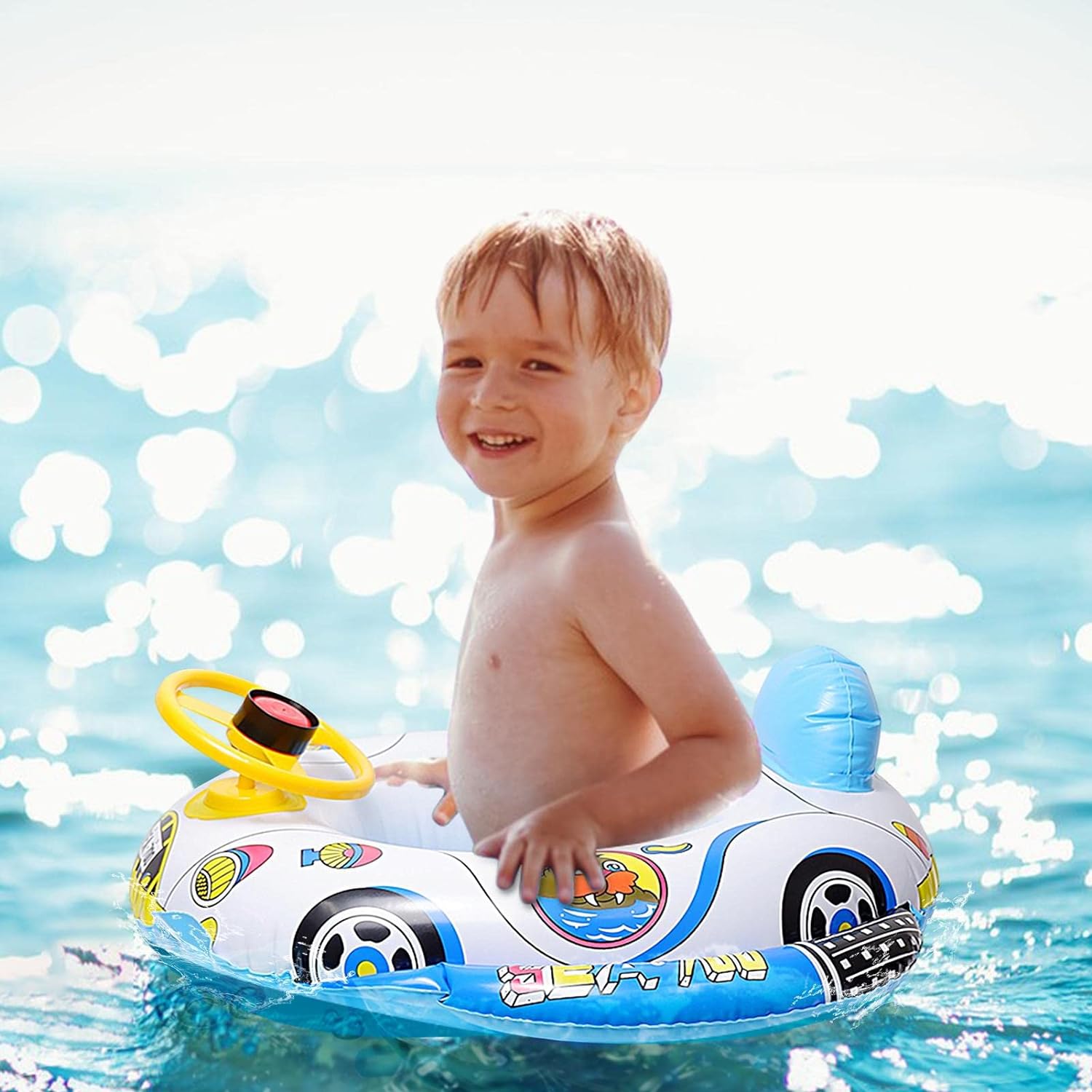 Dmuchany samolot pontonik z siedziskiem koło do pływania dla dzieci nad wodę