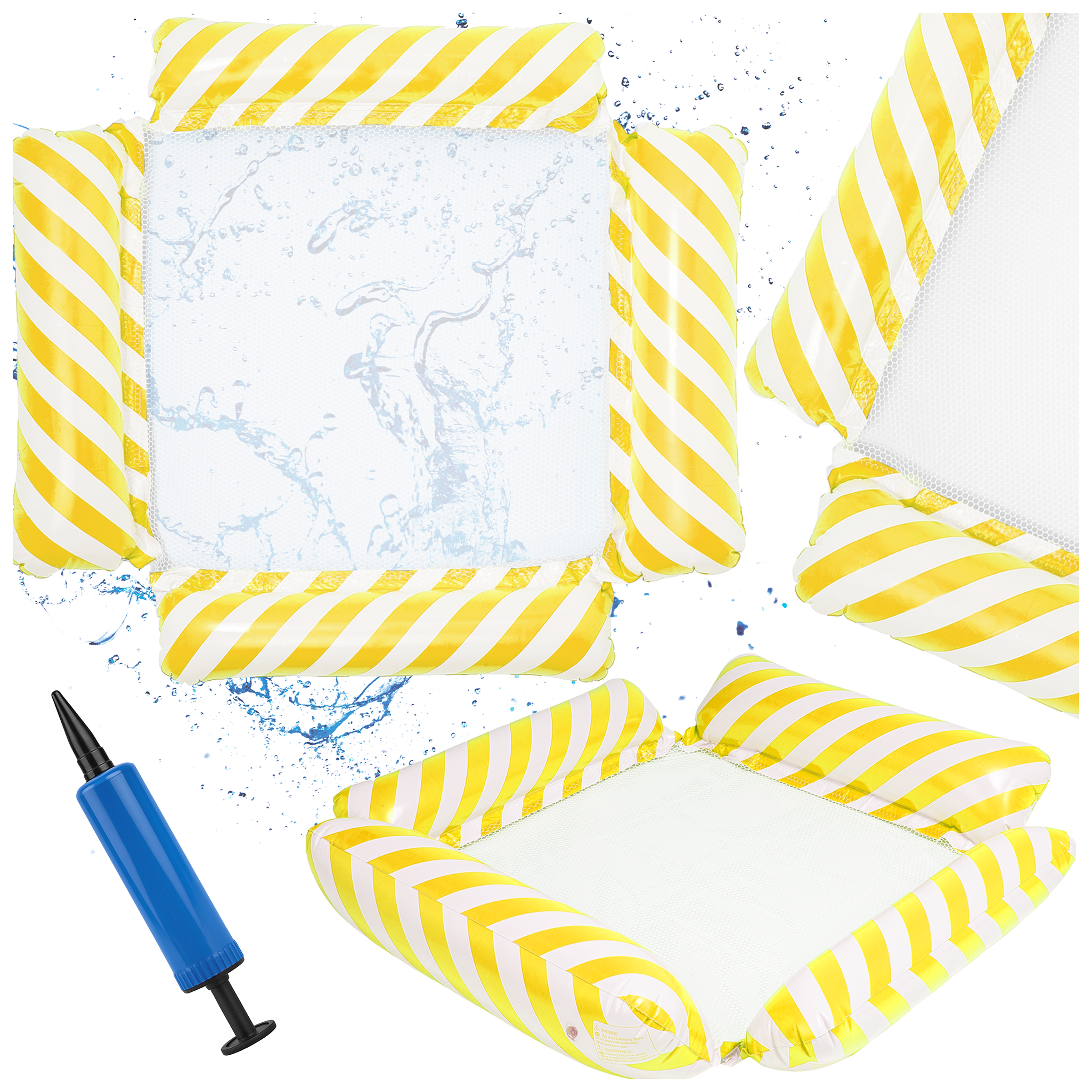 Materac dmuchany do pływania plażowy z siatką żółty