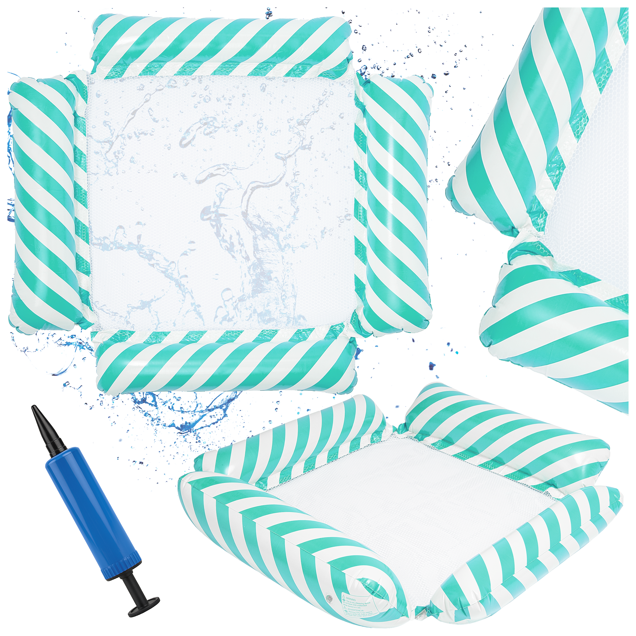 Materac dmuchany do pływania plażowy z siatką niebieski